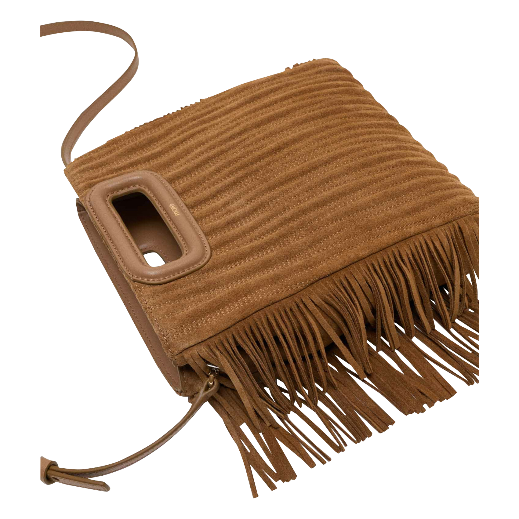 Sac bandoulière en cuir MAJE Marron