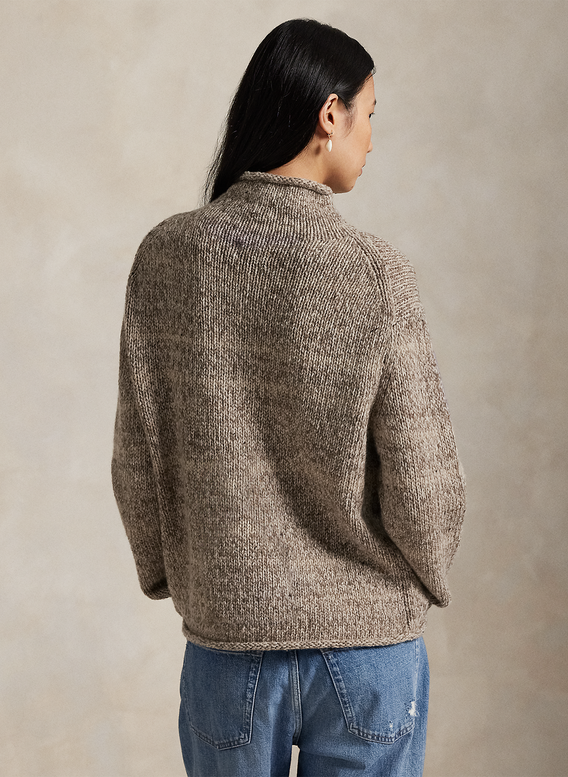 Pull droit col montant en laine mélangée POLO RALPH LAUREN Beige