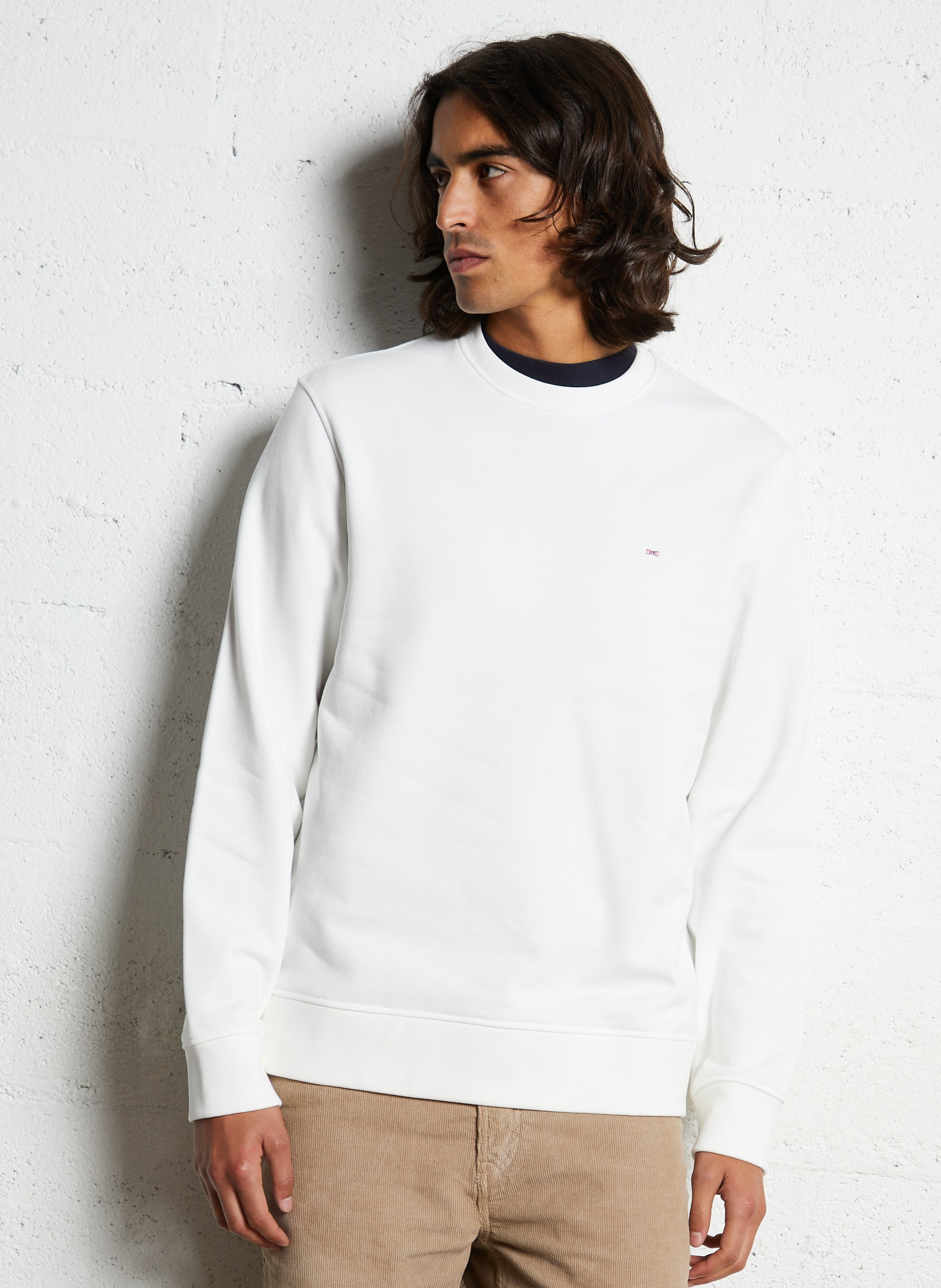 Sweat droit col rond brodé en coton EDEN PARK