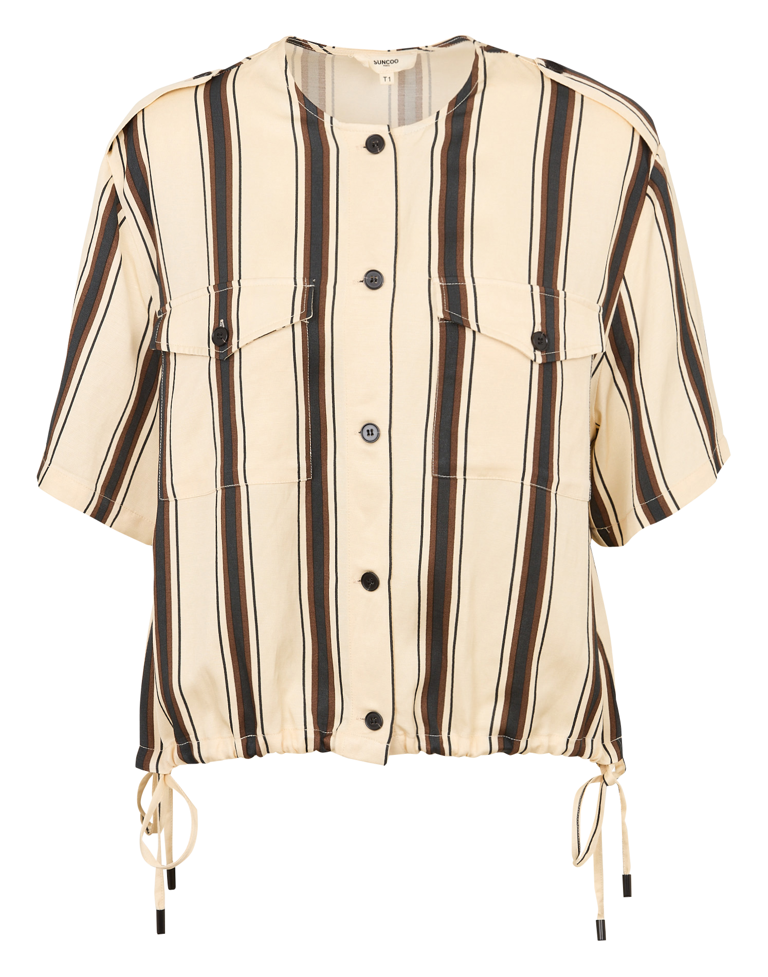 Chemise droit col V à rayures SUNCOO Blanc