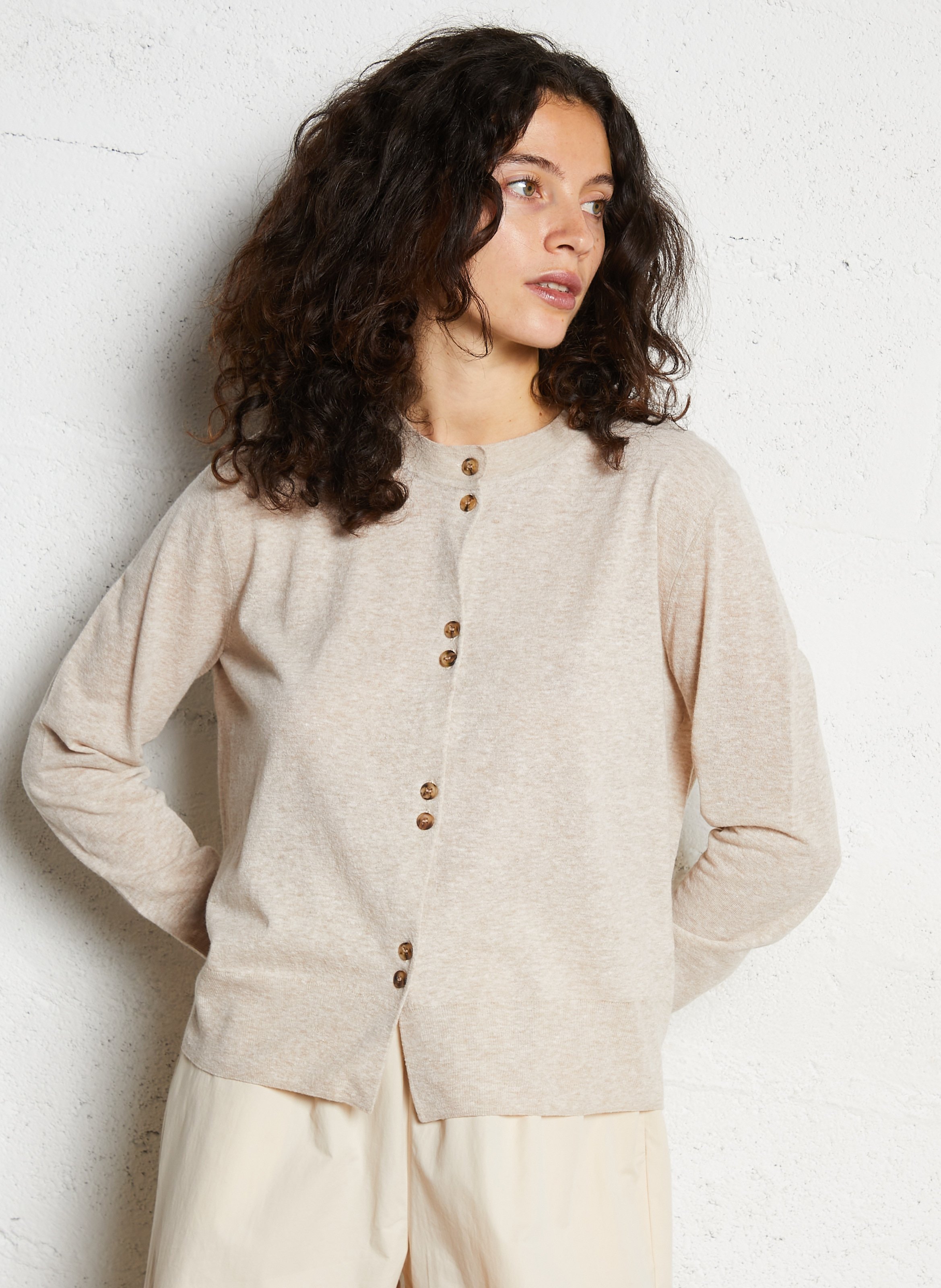 Rechte Mao-kraag vest JC SOPHIE Beige