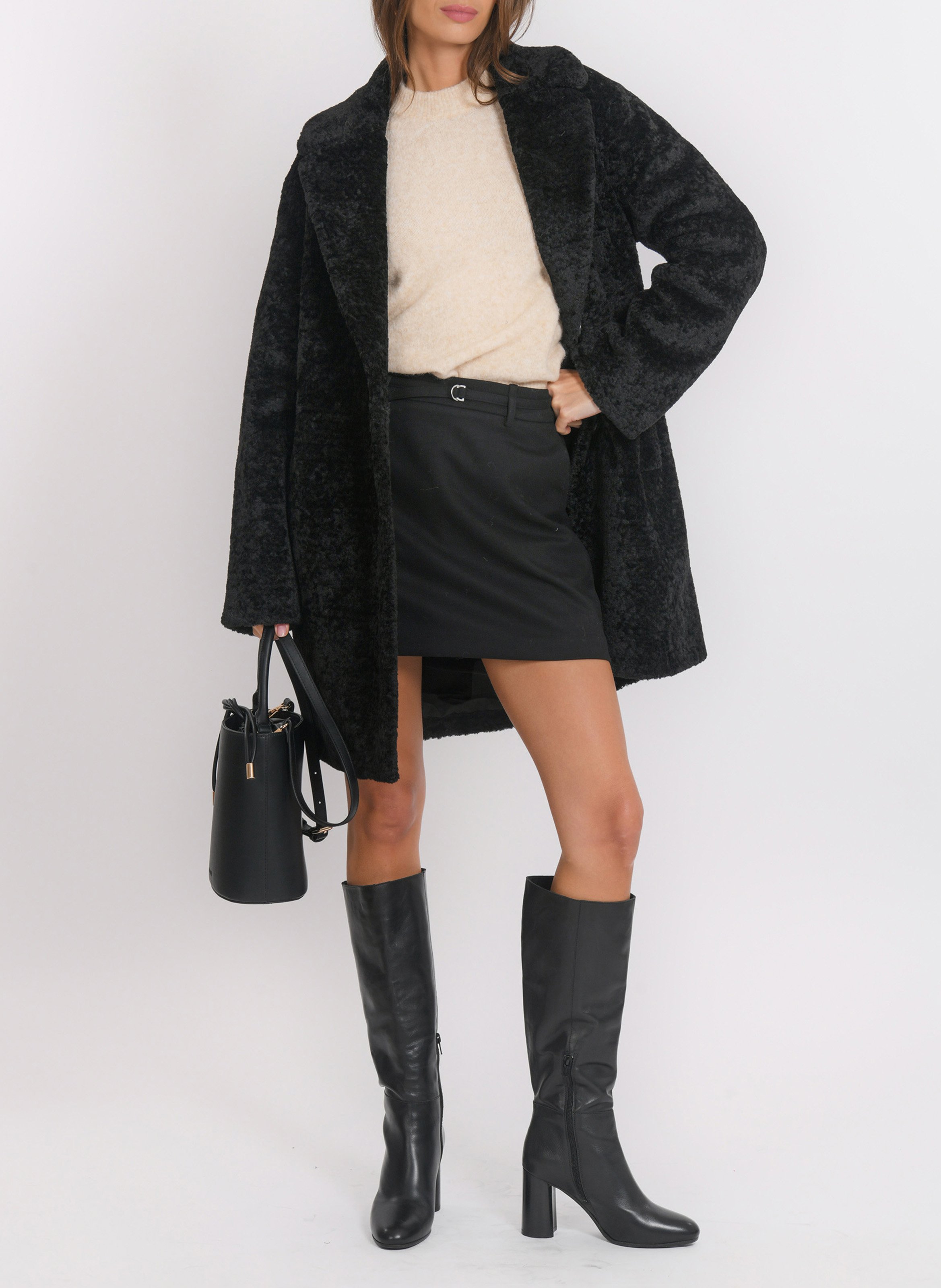 Manteau droit col tailleur KOOKAI Noir