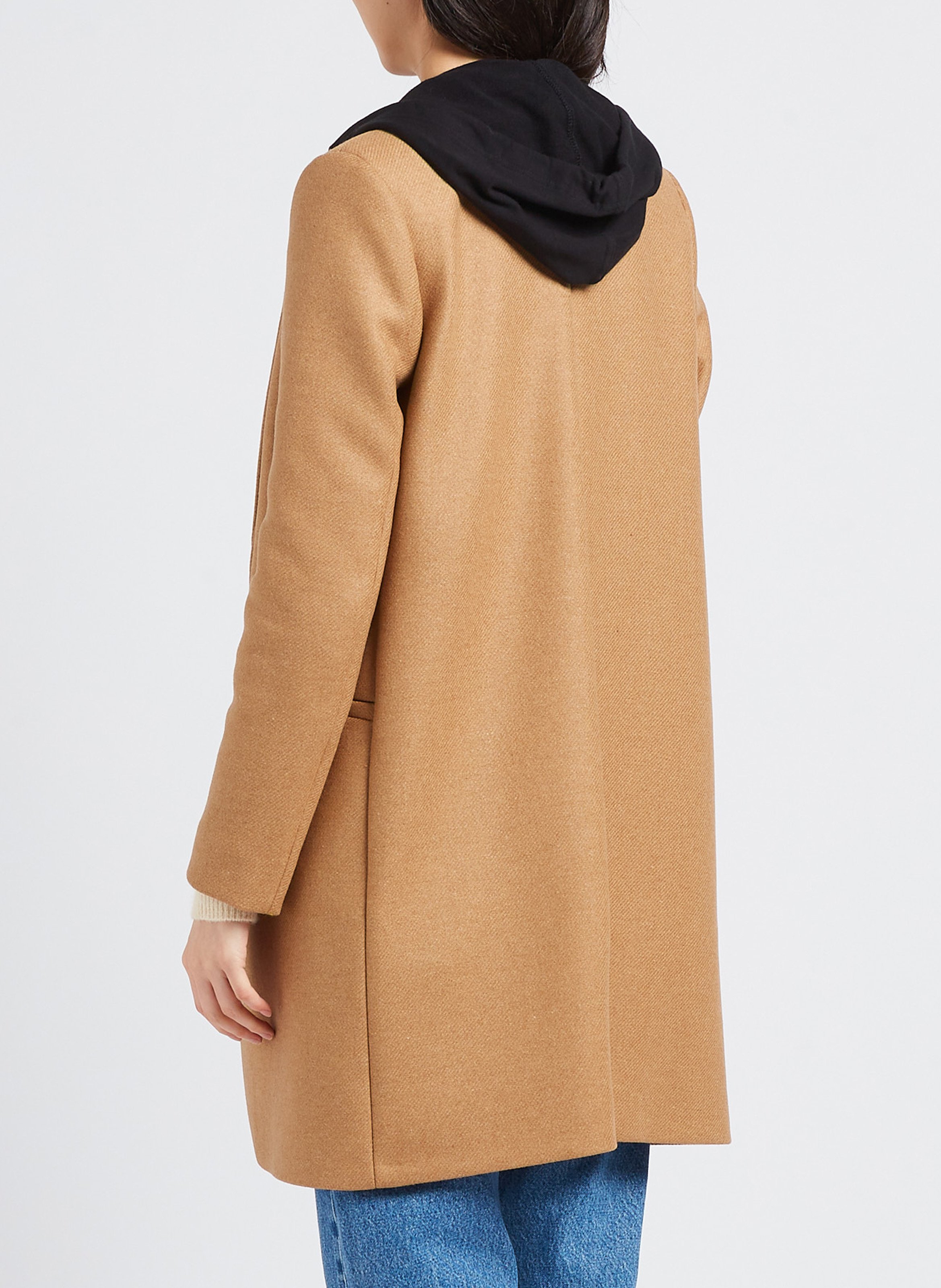 Wool-blend coat with tailored collar IKKS Brown