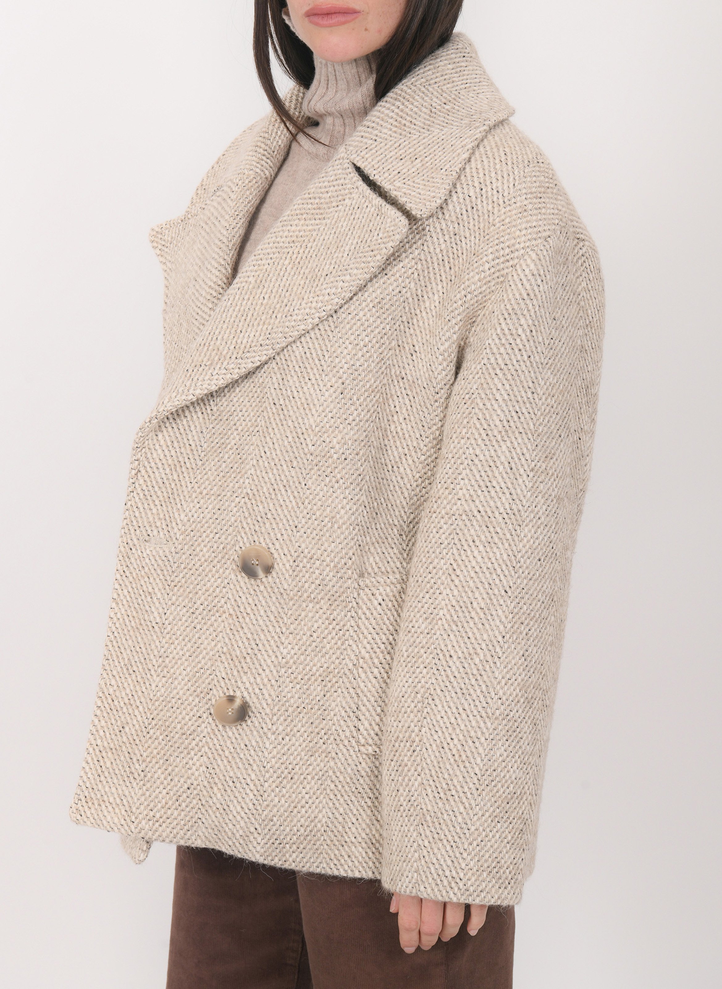 Cabas boutonné en maille chinée KOOKAI Beige