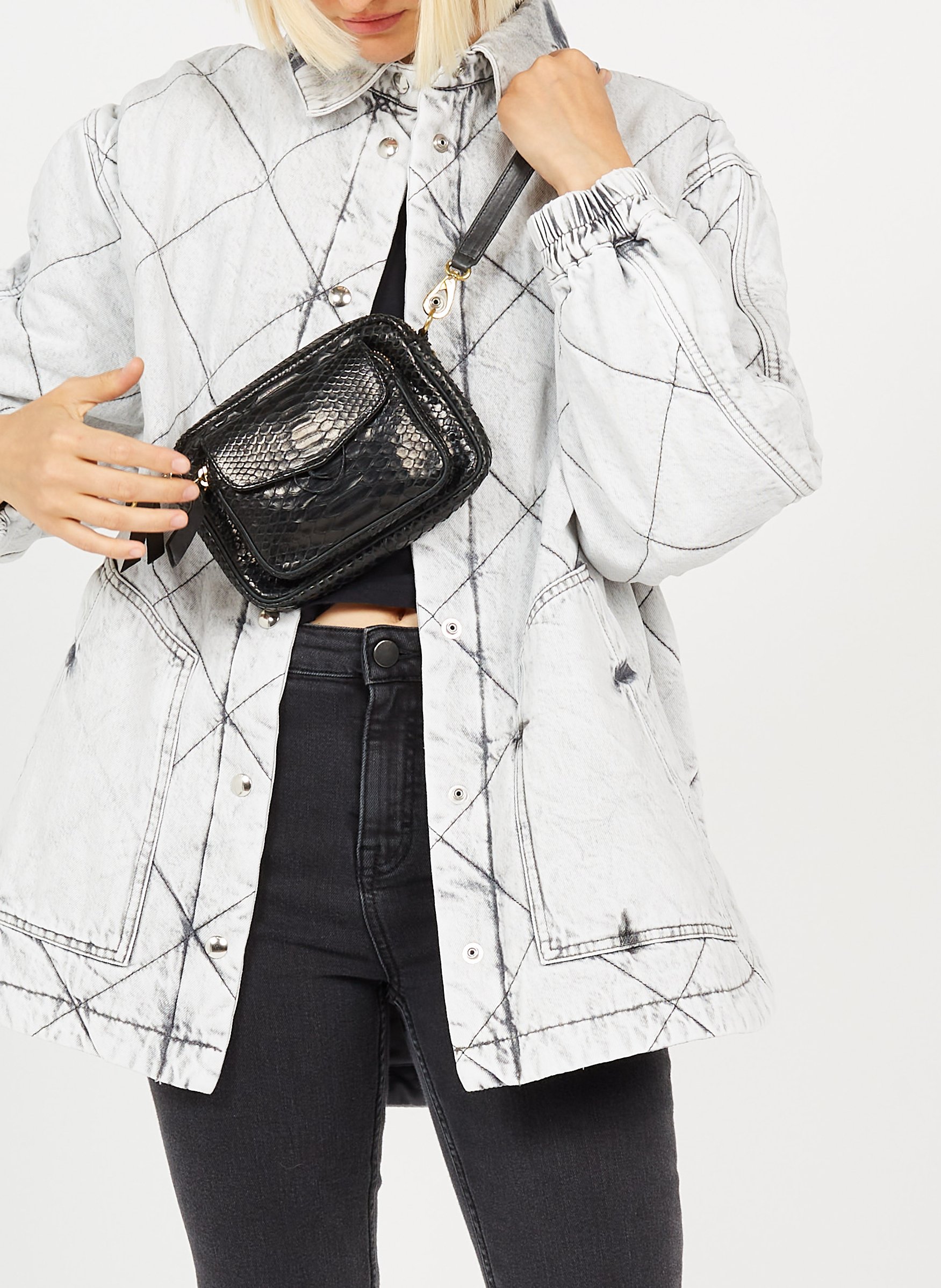 Sac bandoulière en python CLARIS VIROT Noir