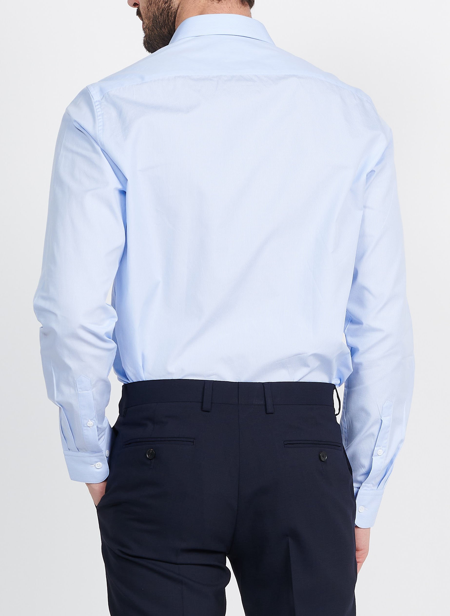 Recht, gestreept overhemd van katoenpopeline ATELIER PRIVE Blauw