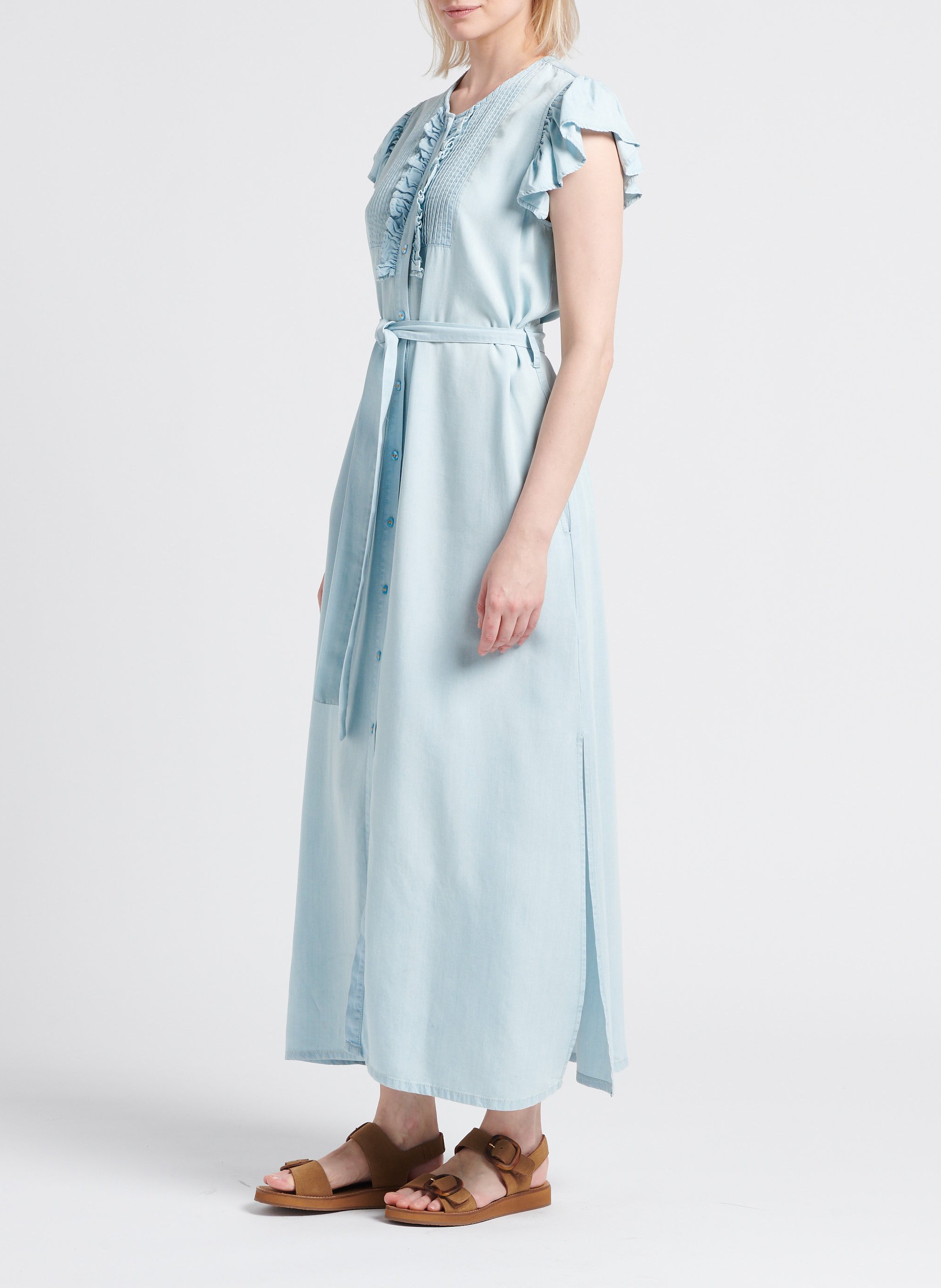 Lange jurk met ceintuur TWINSET Jeans verschoten