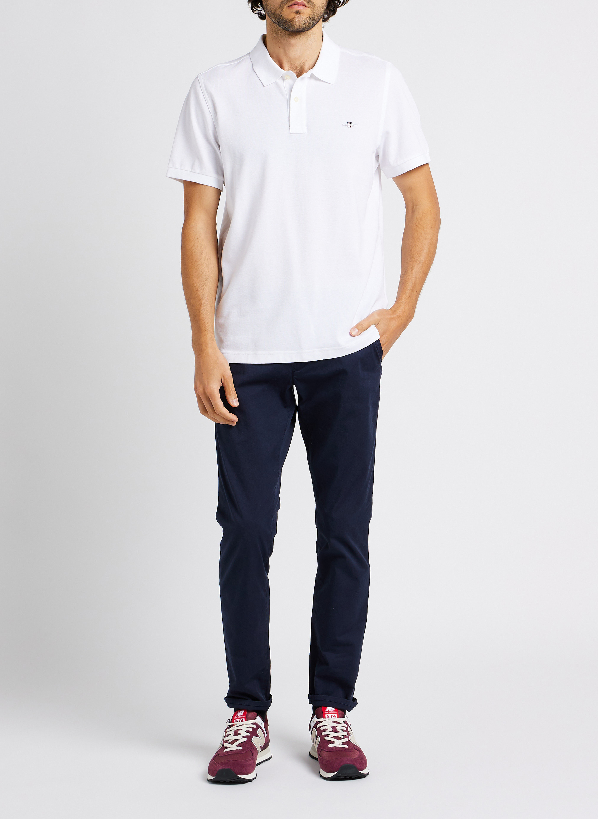 Slim-fit organic cotton-blend pants GANT Blue