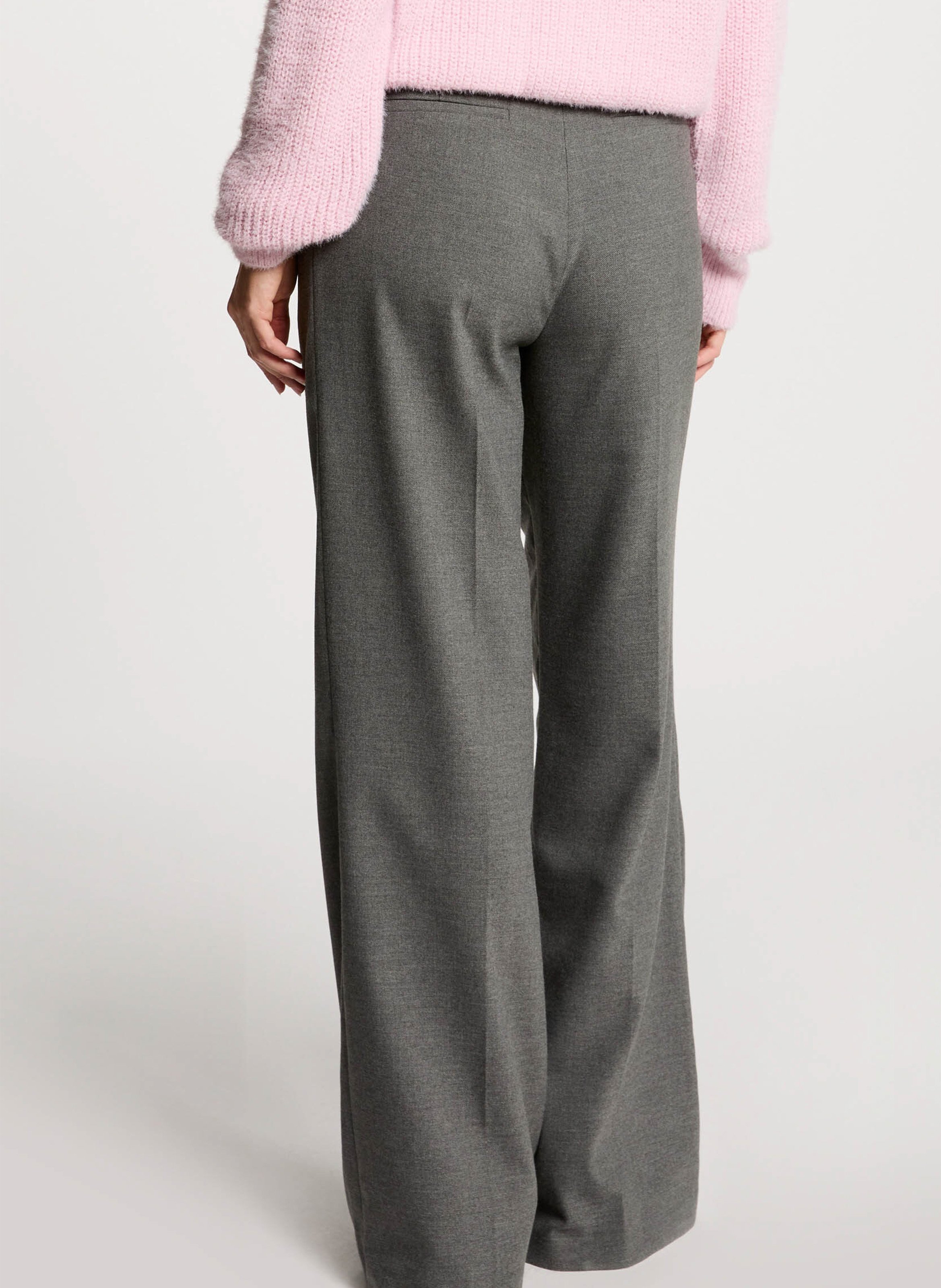 Pantalon large à pinces taille haute MORGAN Gris