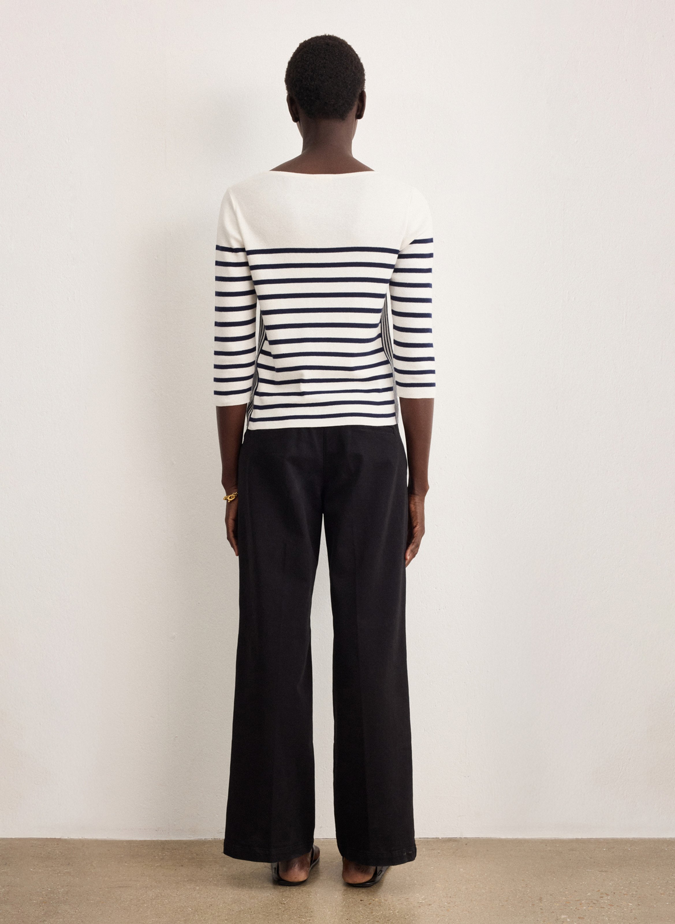 Pull marinière droit col rond  PABLO Beige