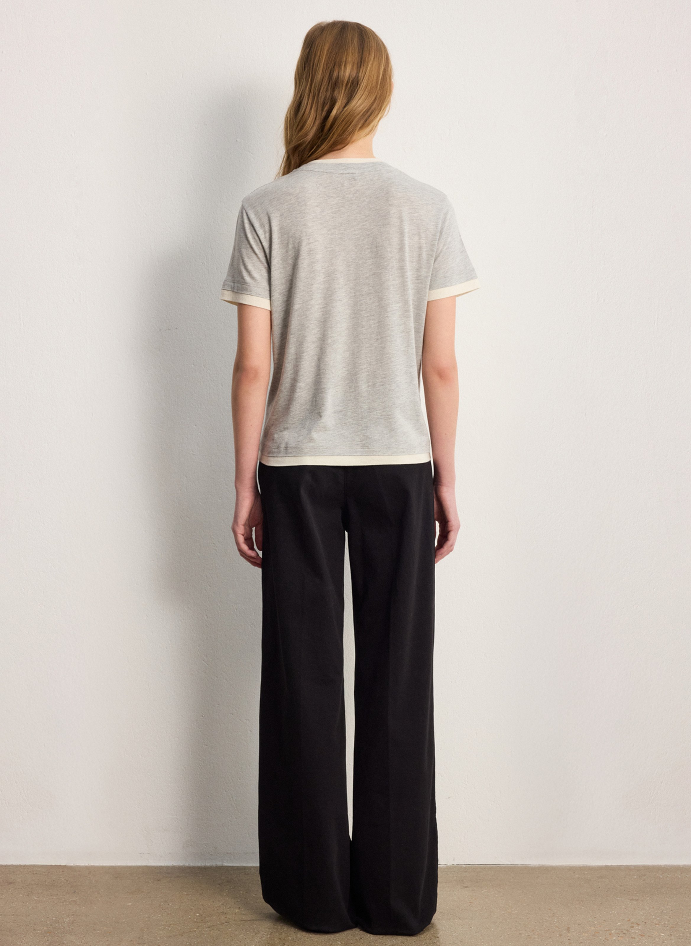 T-shirt droit col rond en coton mélangé PABLO Gris