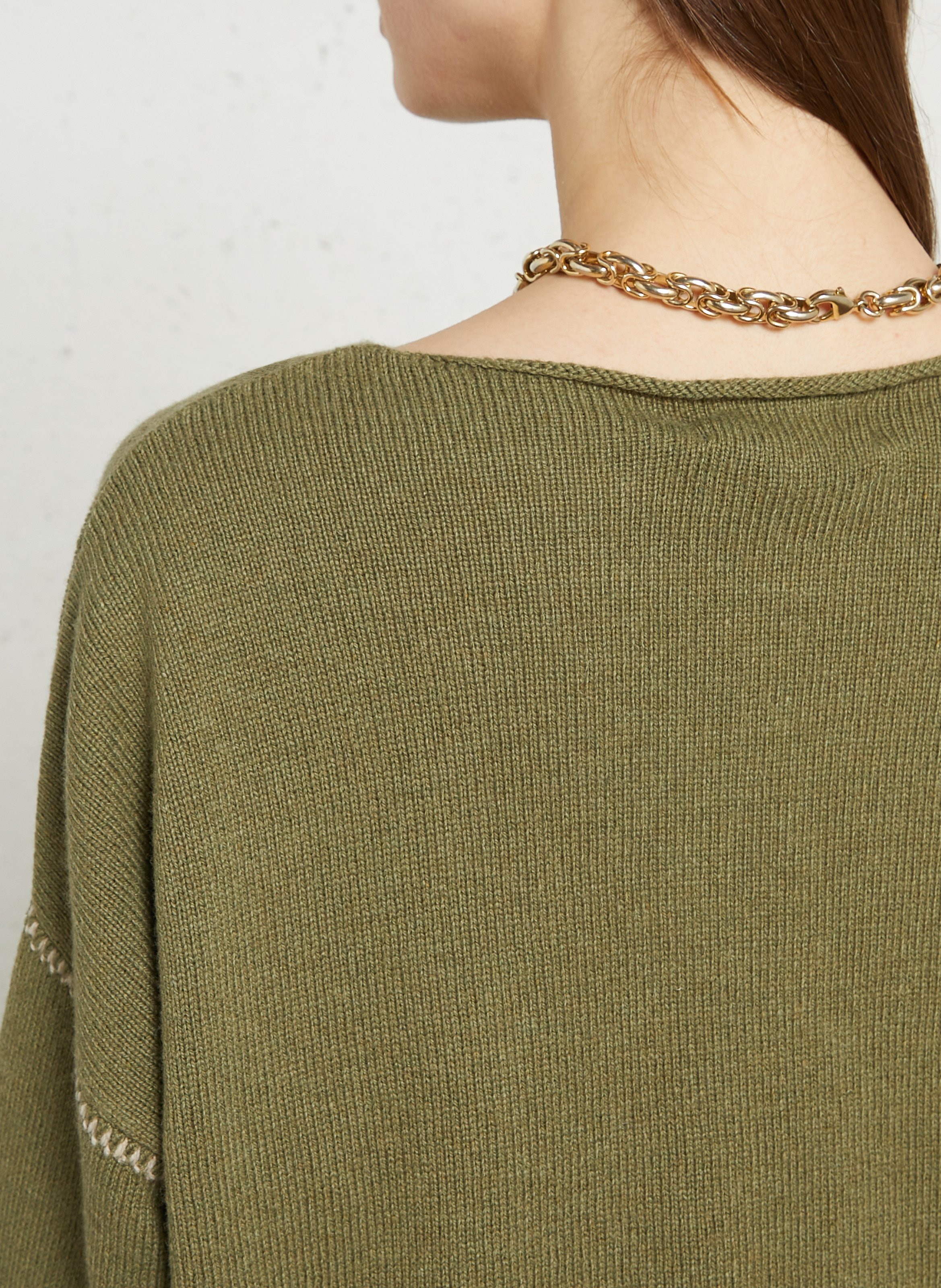 Round-neck cropped sweater MAISON ANJE Khaki