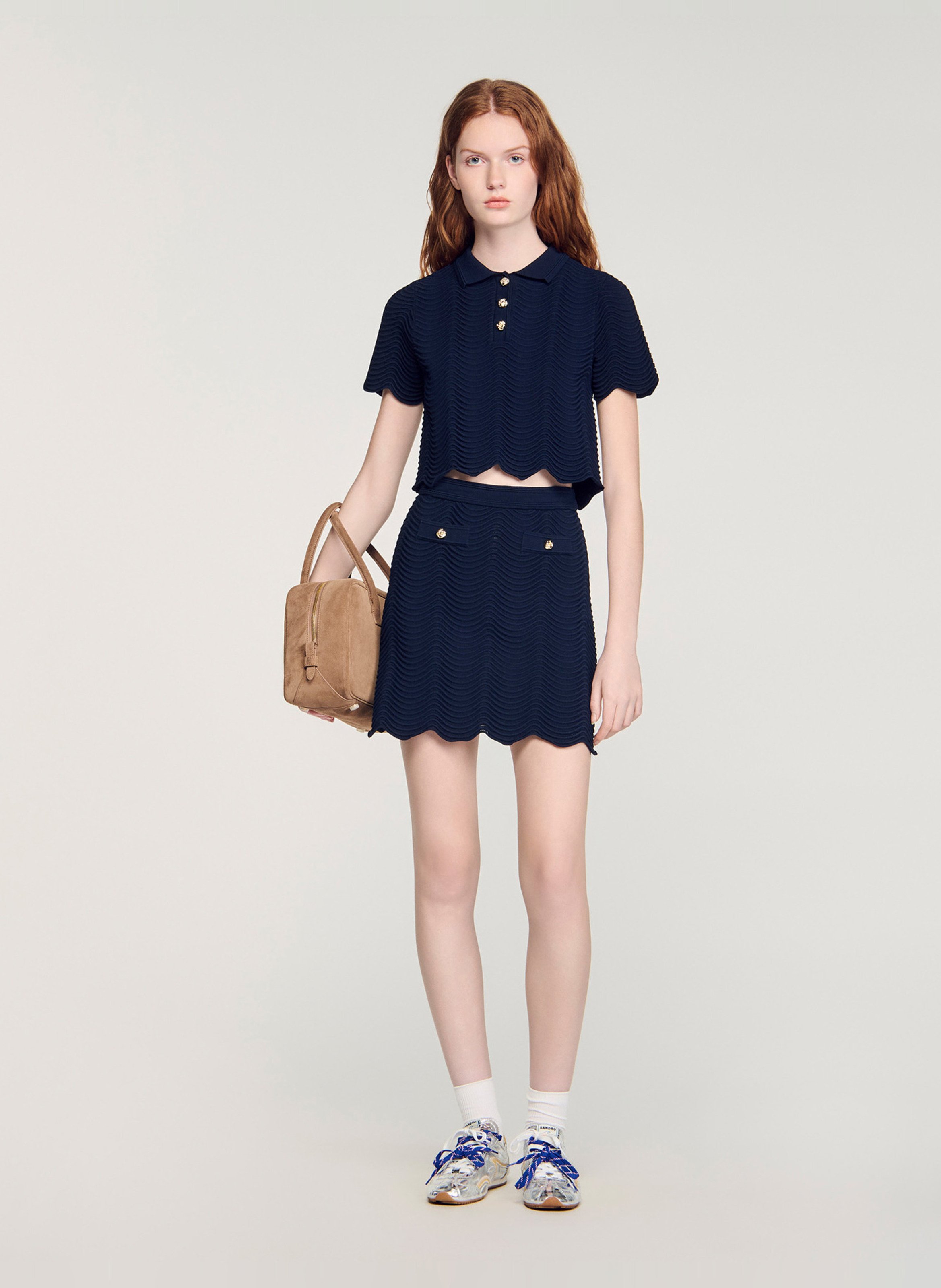 Pull droit en jacquard SANDRO Bleu