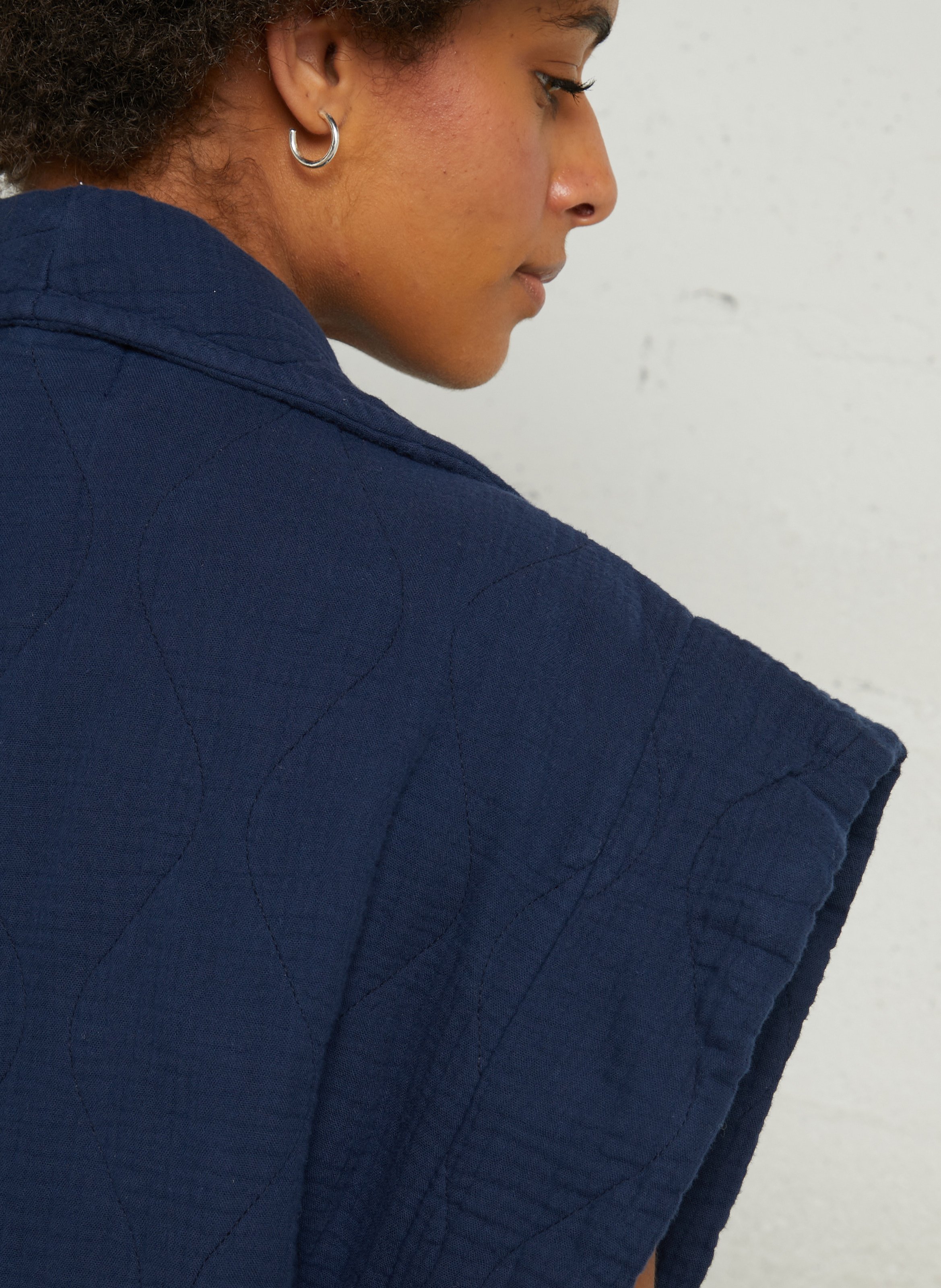 Sleeveless cotton gauze jacket AOKYANOS Blue