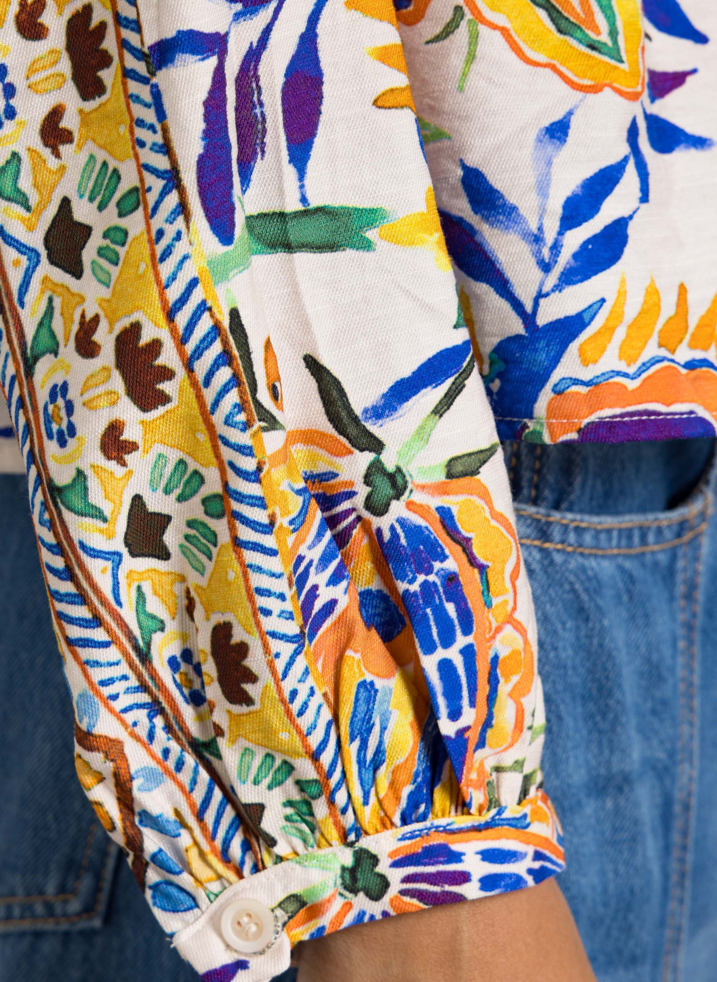 Straight classic collar printed shirt SEE U SOON White