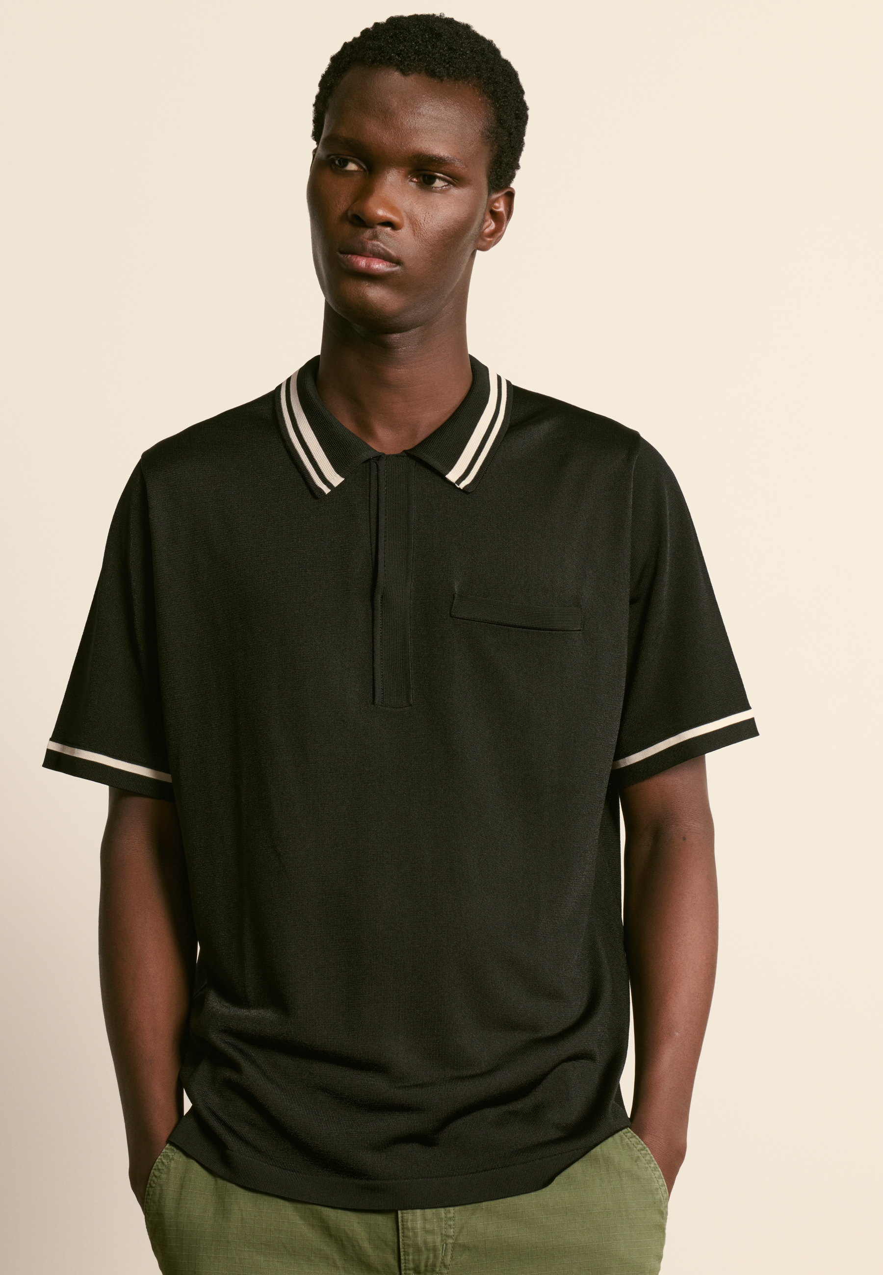 Light thread polo MAISON MONTAGUT Black