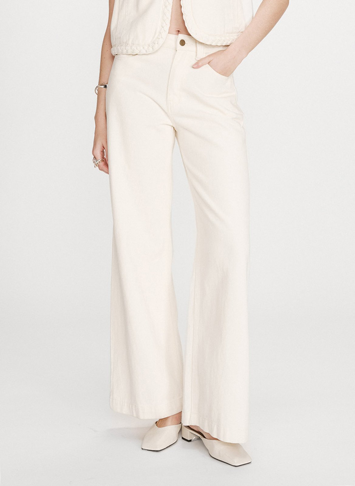 Jean ample taille haute en denim GRACE ET MILA