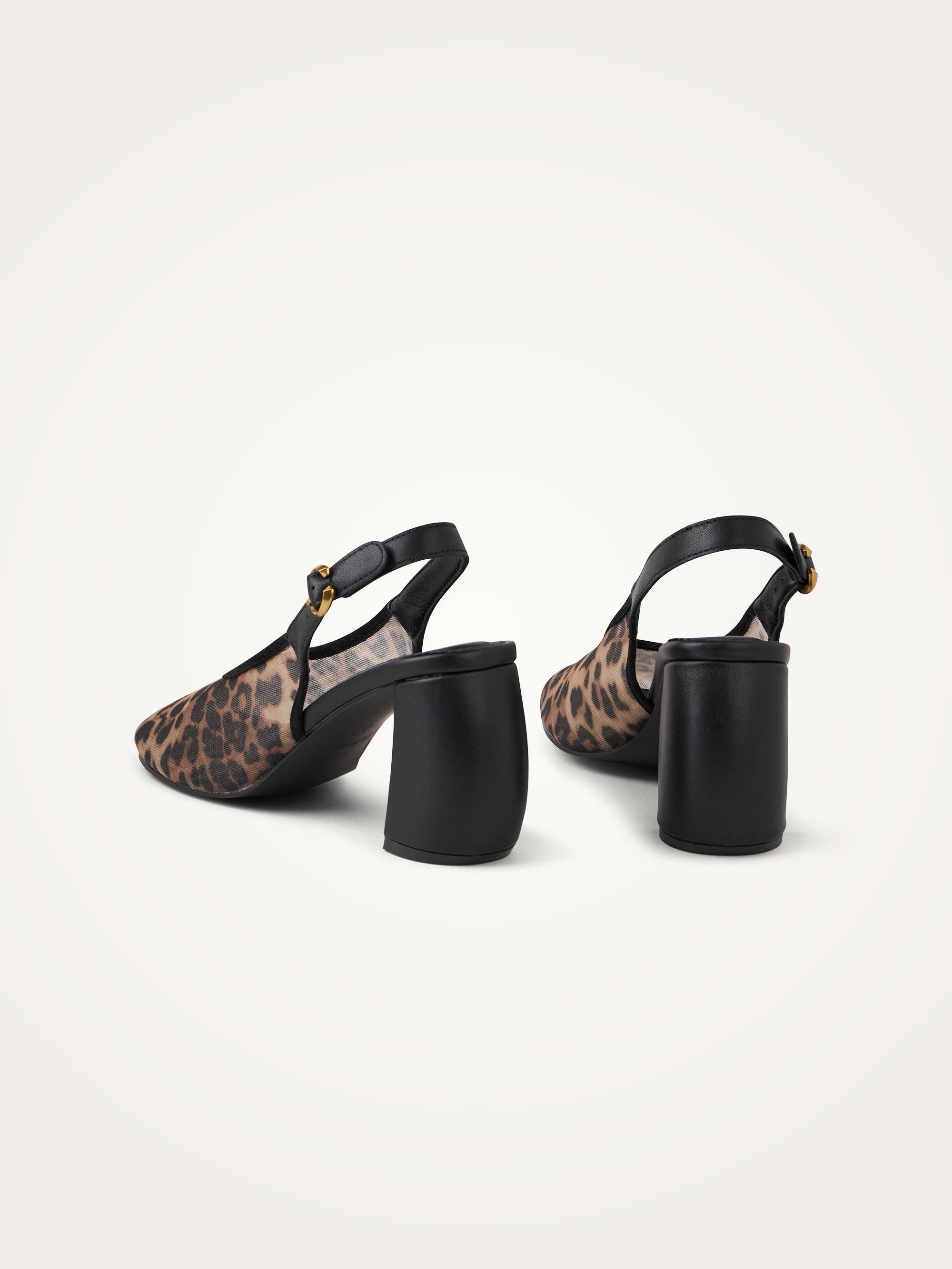 Escarpins slingback en cuir effet métallisé à talon demi-lune Multicolore