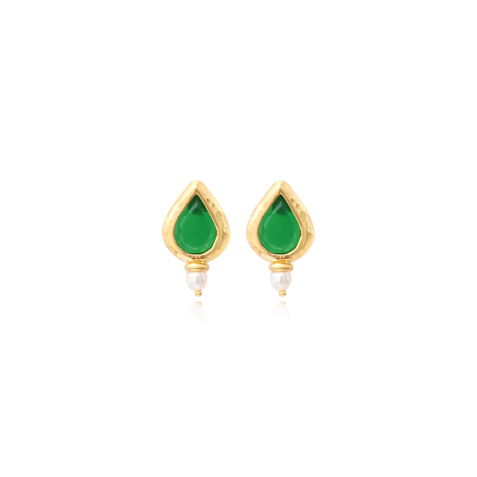Stud earrings with pierced stems, gold-plated SATELLITE PARIS Green