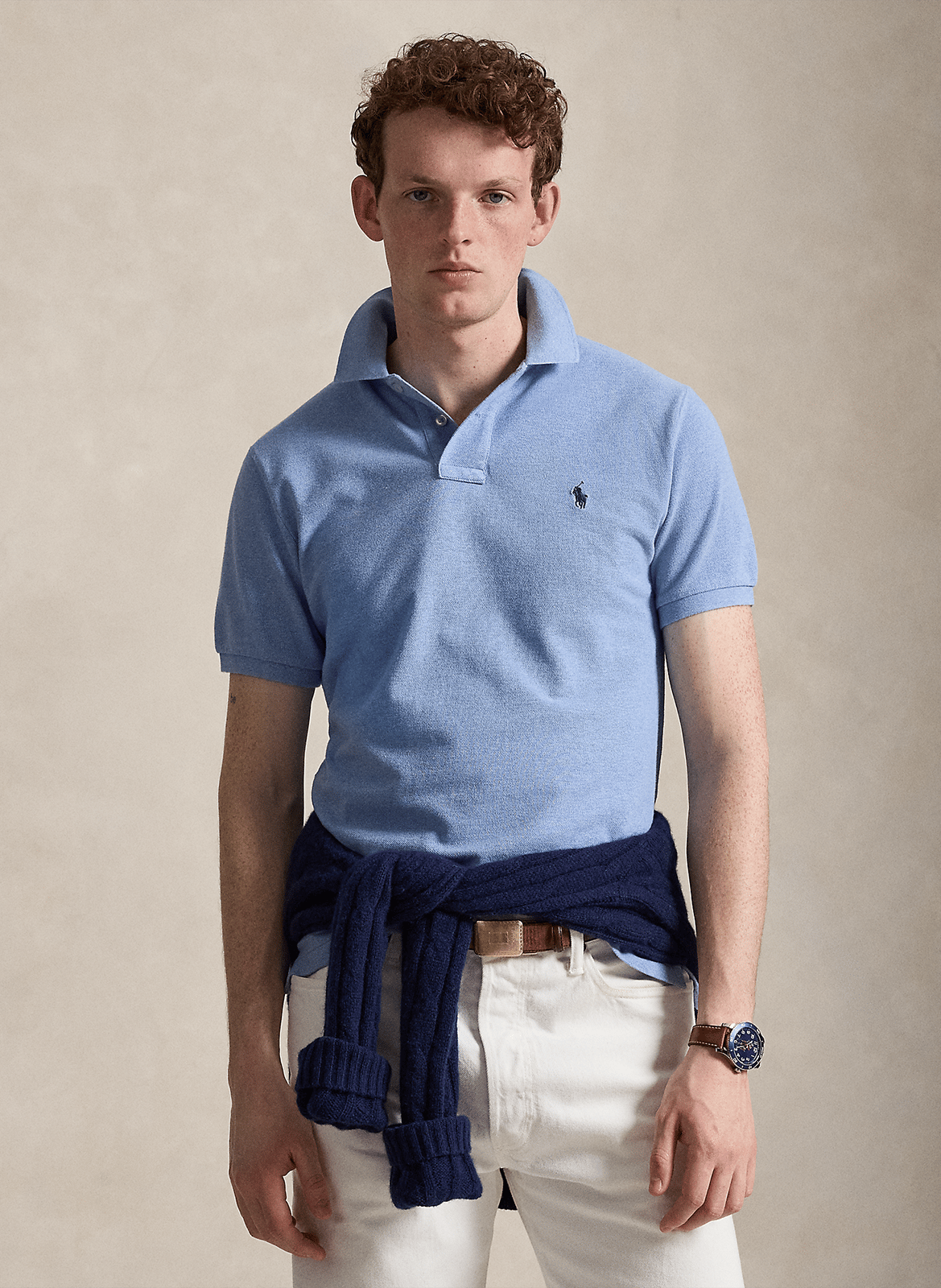 Slim-fit cotton piqué polo shirt POLO RALPH LAUREN Blue