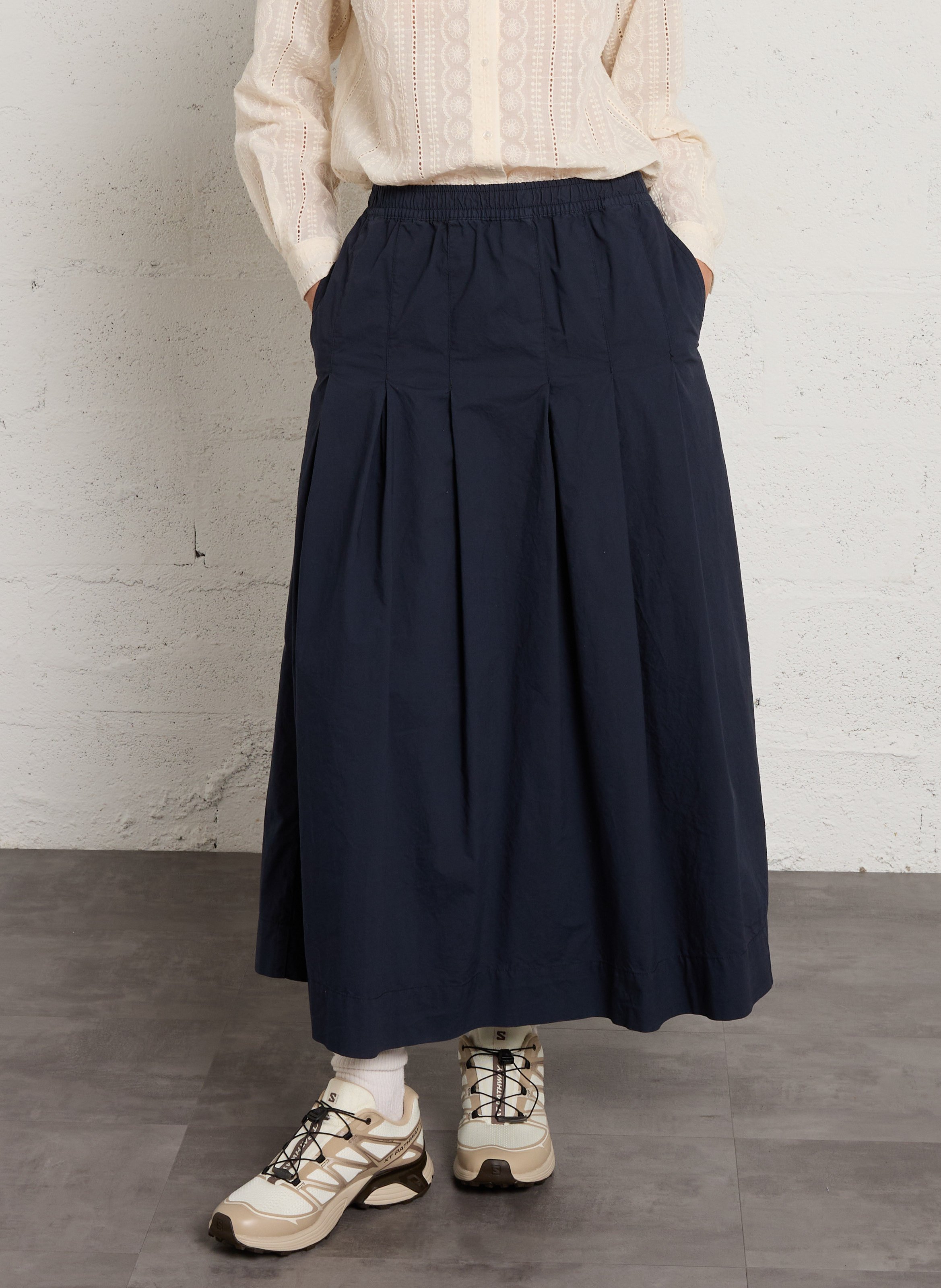 Weite Midi-Rock mit elastischem Bund RUE DE TOKYO Blau