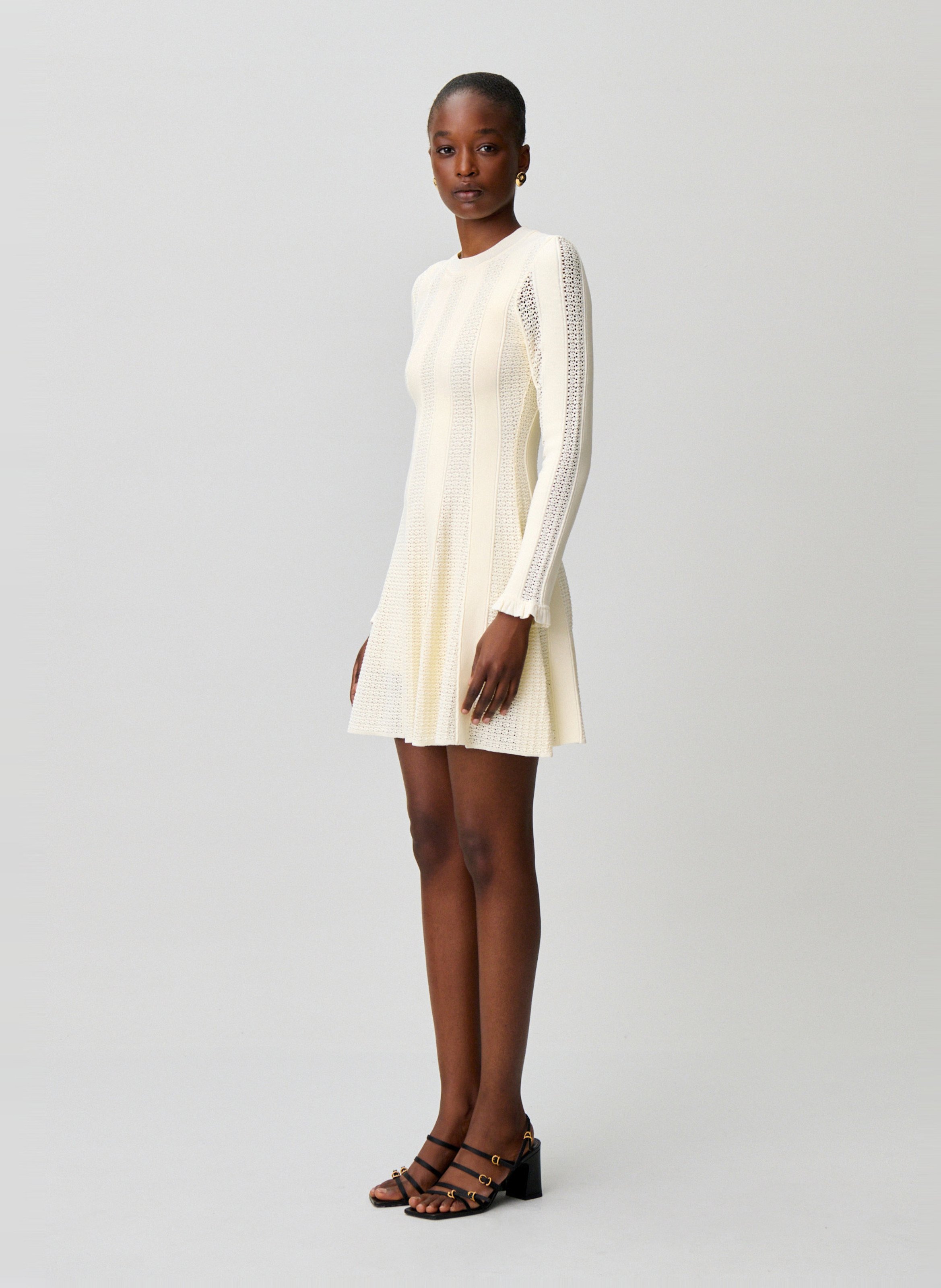 Halflange, gestreepte jurk CLAUDIE PIERLOT Beige