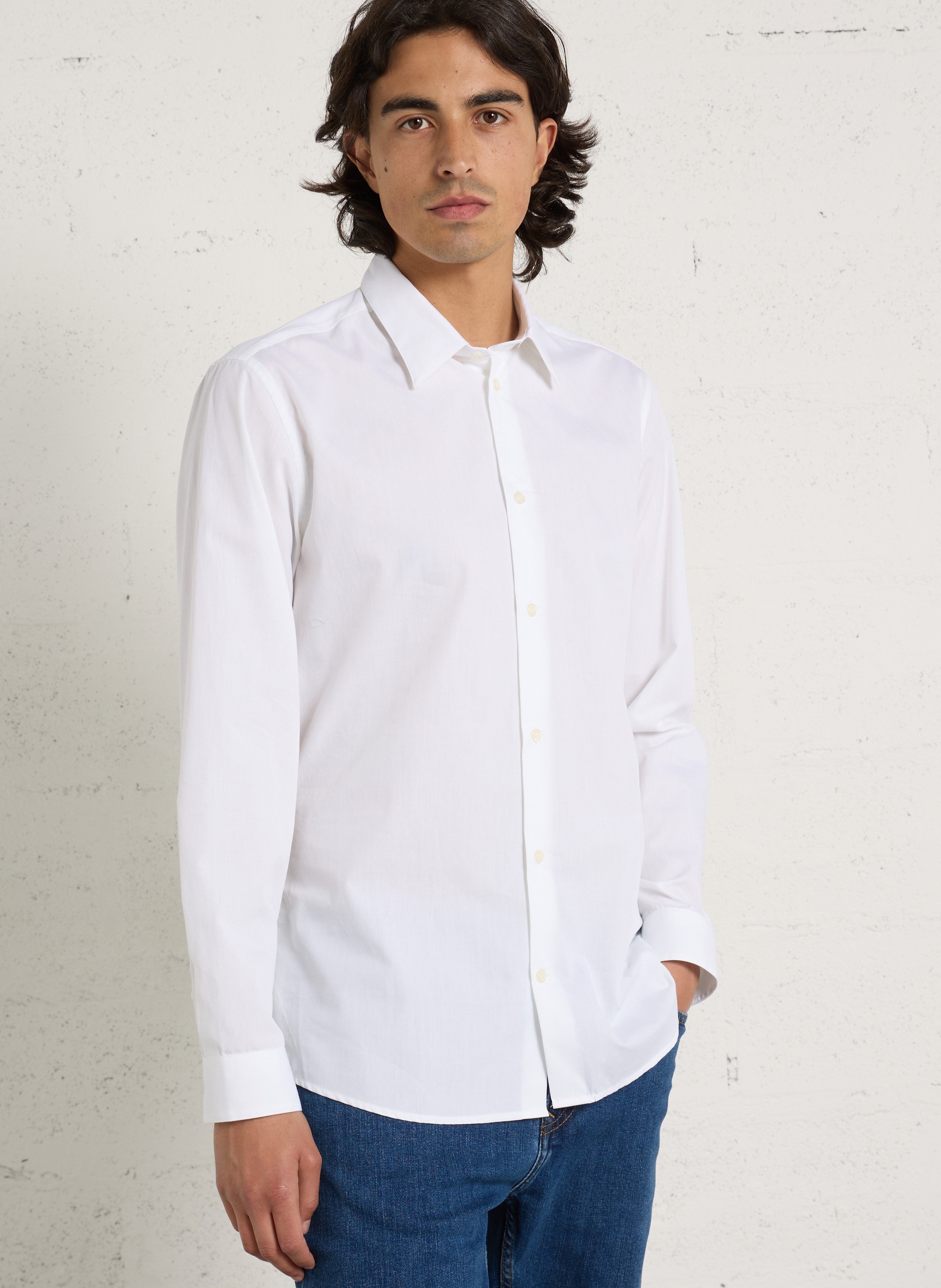 Slimfit-Hemd aus Baumwolle AU PRINTEMPS PARIS Weiss