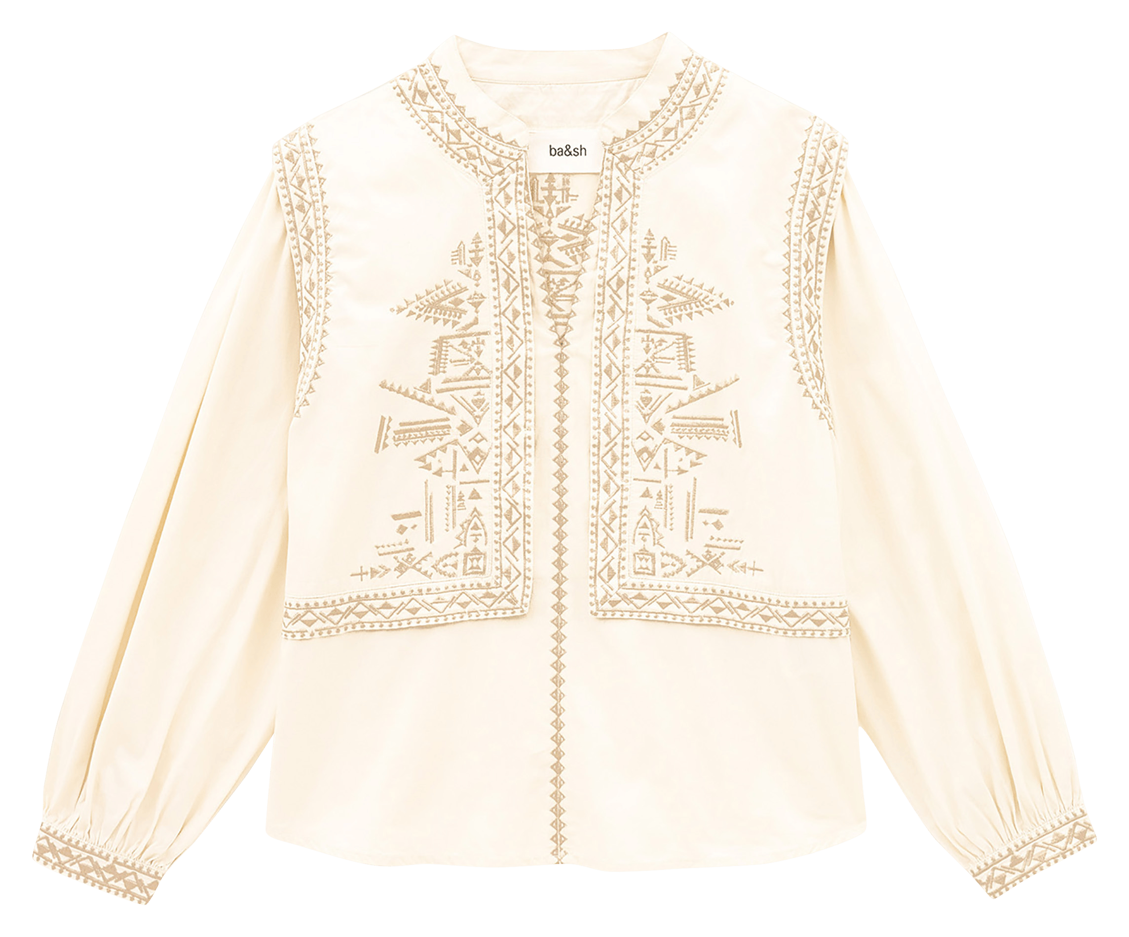 Henley-Bluse mit Stickerei BA&SH Beige