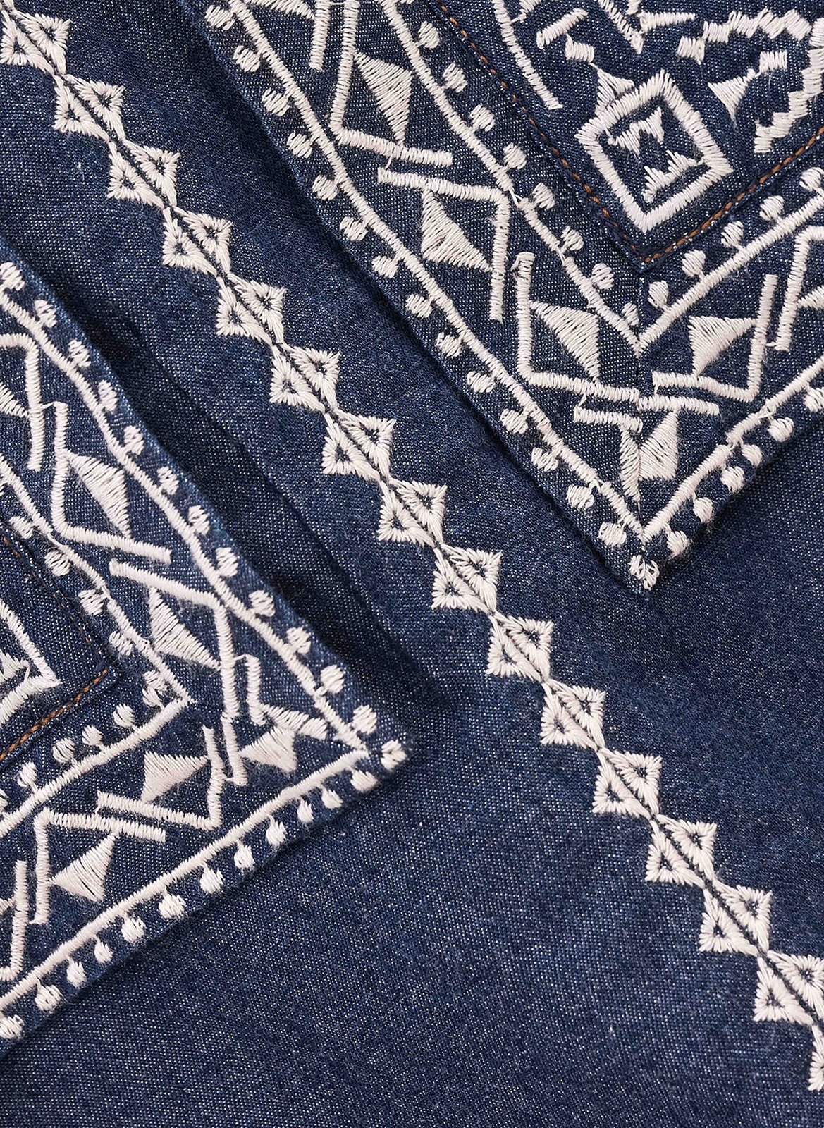 Straight tunic collar embroidered blouse BA&SH Blue