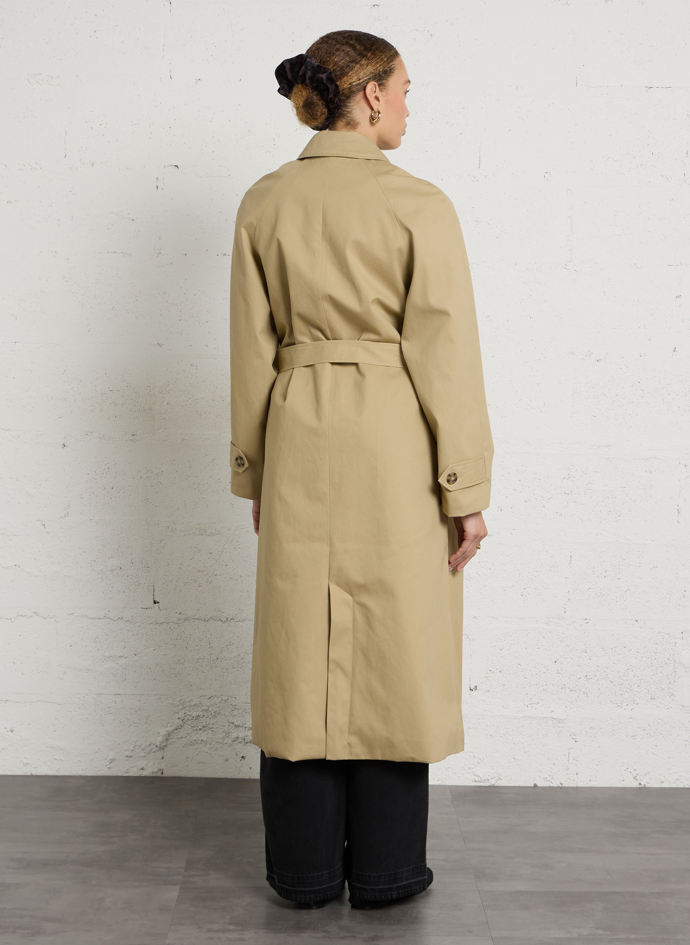Long buttoned cotton trench coat DES PETITS HAUTS Beige