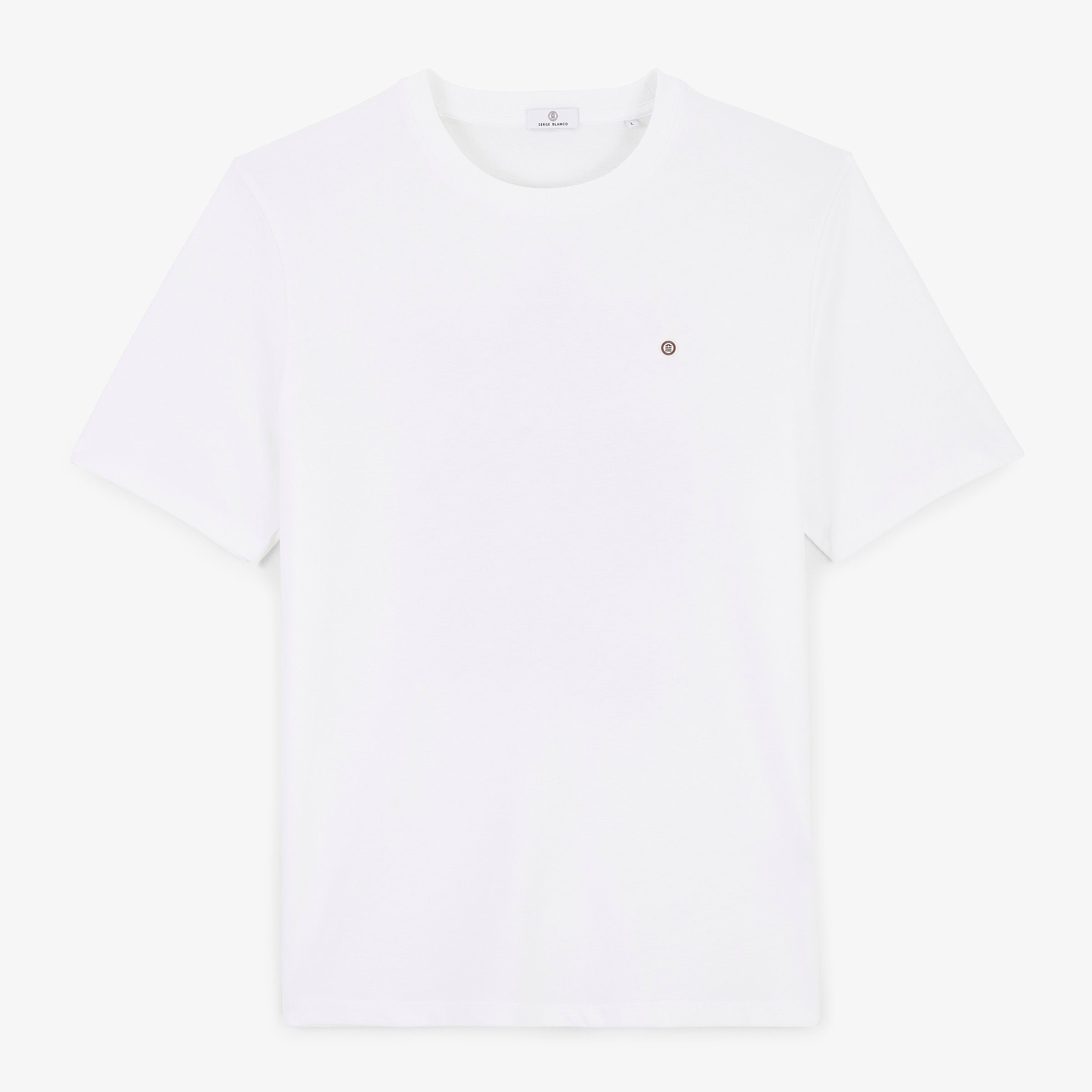 Short-sleeve T-shirt printed with Biarritz cherries on the back. SERGE BLANCO White