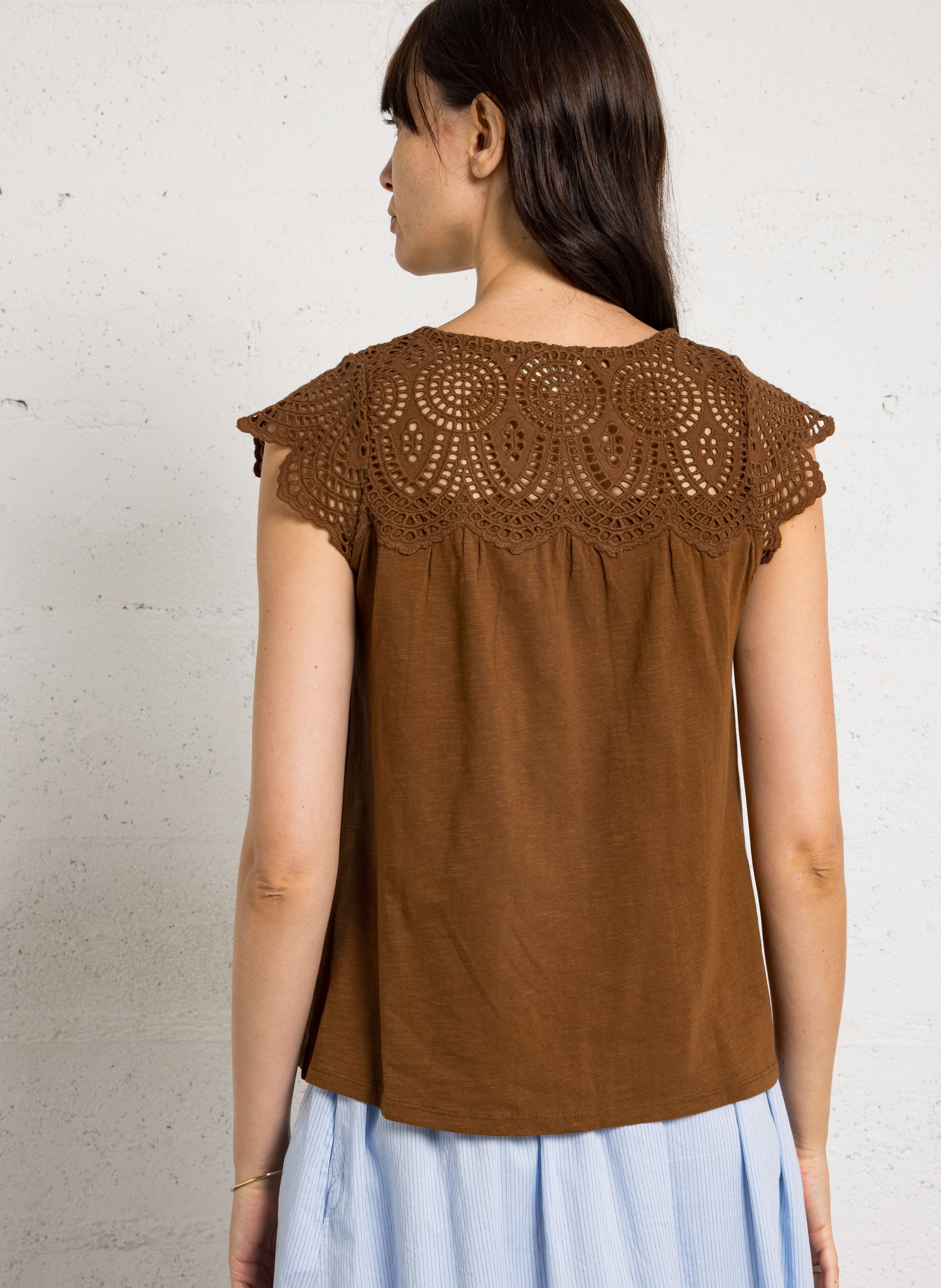 Gerade geschnittenes T-Shirt aus Baumwolle MAISON 123 Beige