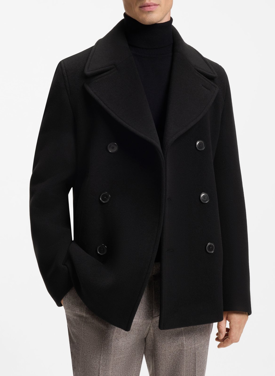 Cross-over wool mix coat BOSS Black
