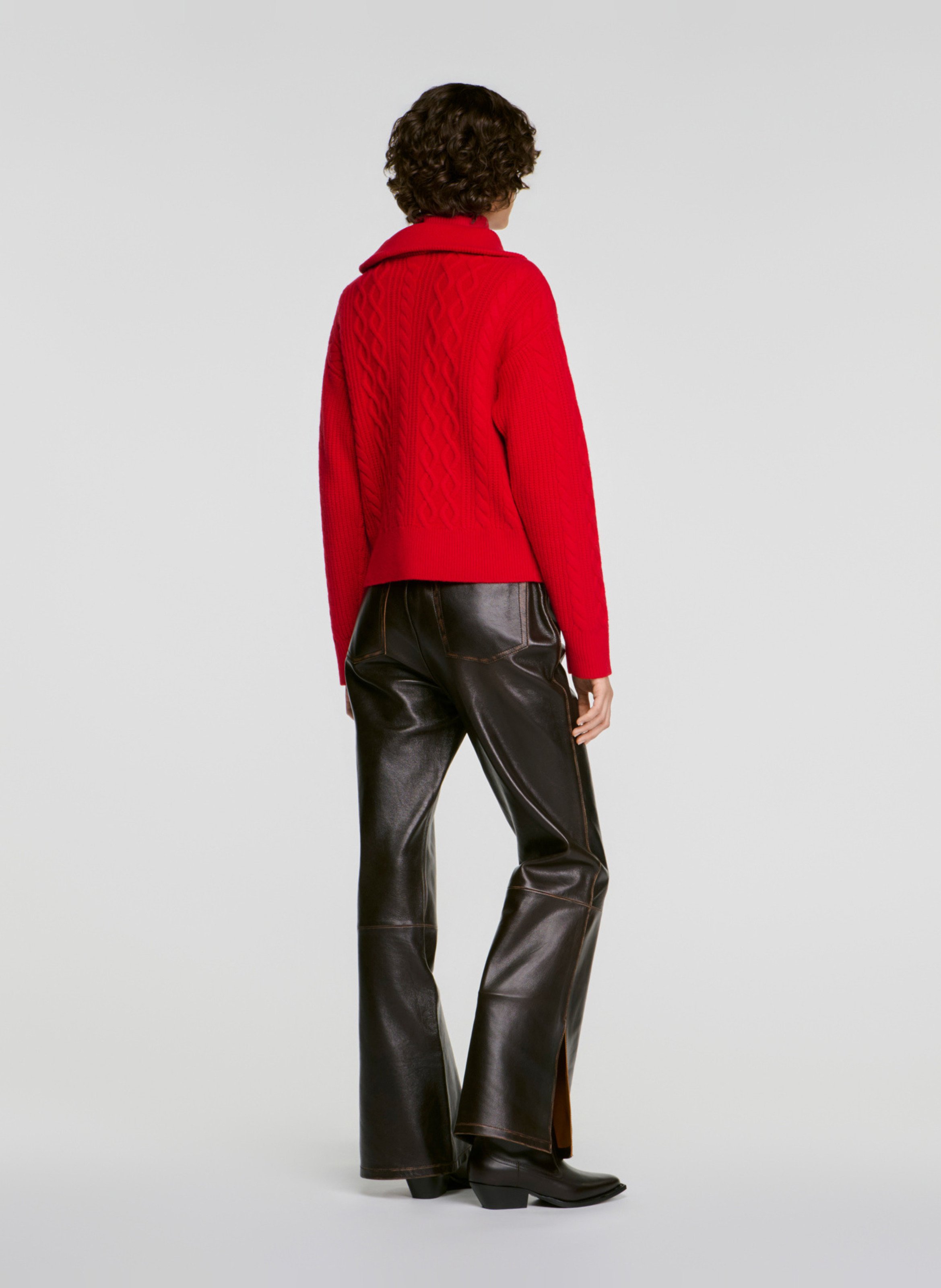 Woll-Strickjacke mit Stehkragen SANDRO Rot