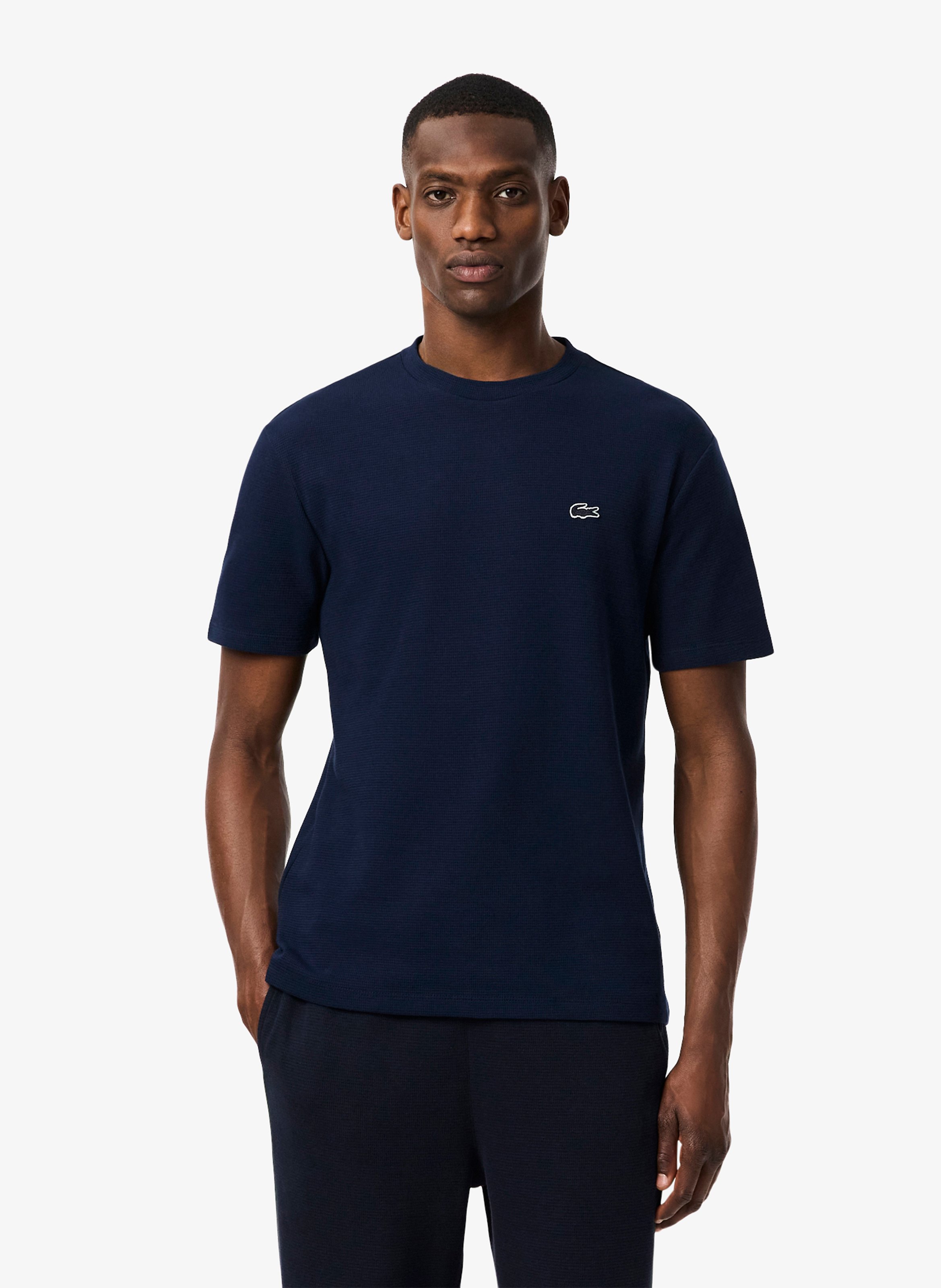 Embossed cotton t-shirt LACOSTE Blue