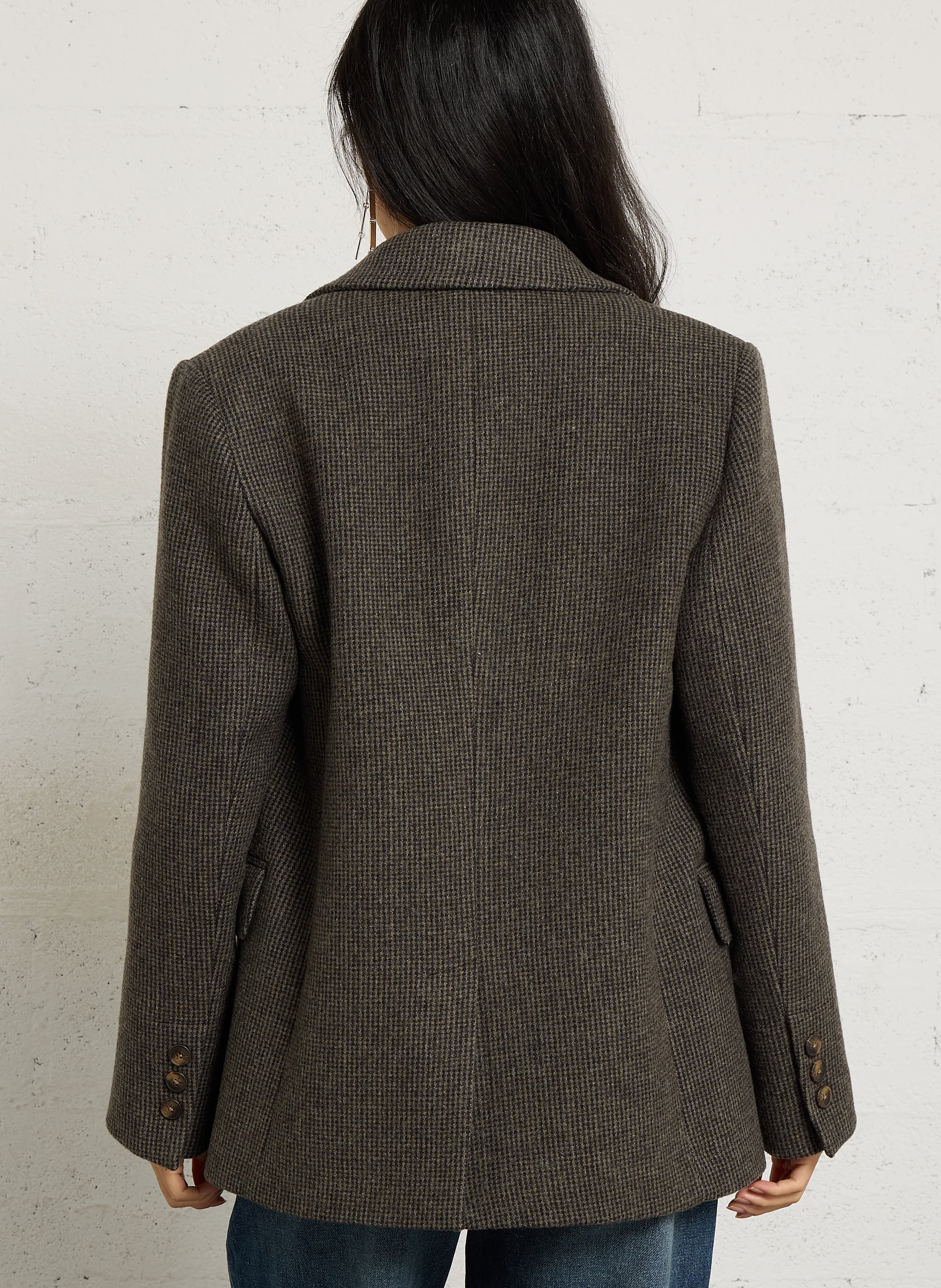 Straight wool blend blazer coat MAISON HOTEL Brown