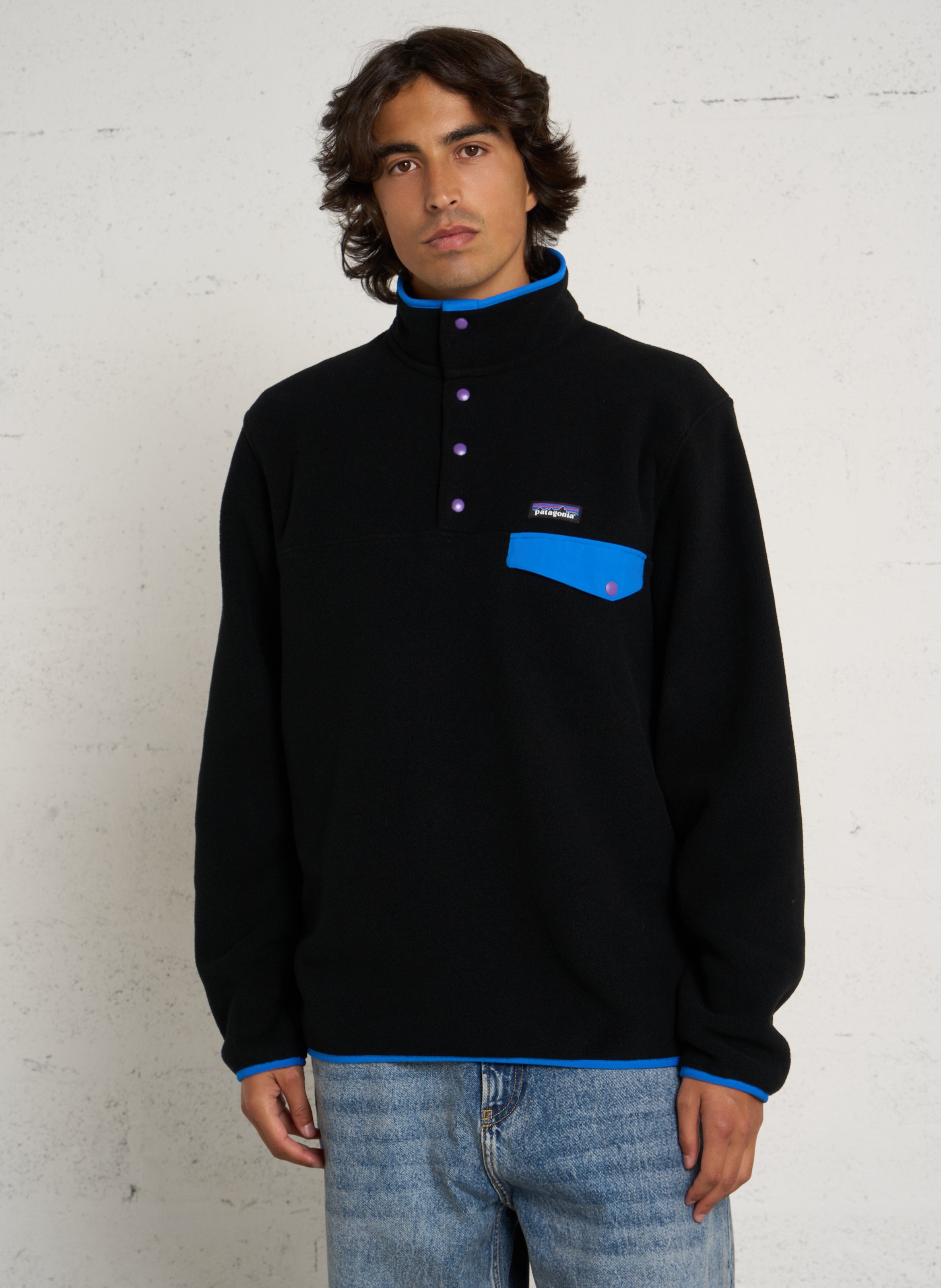 Weites Sweatshirt mit geknöpftem Stehkragen PATAGONIA Schwarz