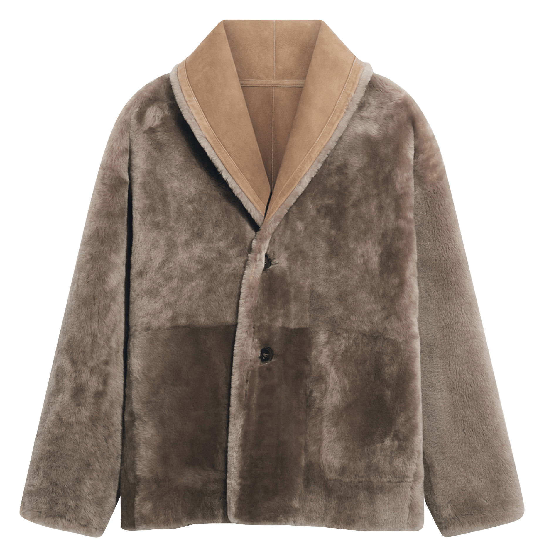 Shearling shawl-collar coat PABLO Brown