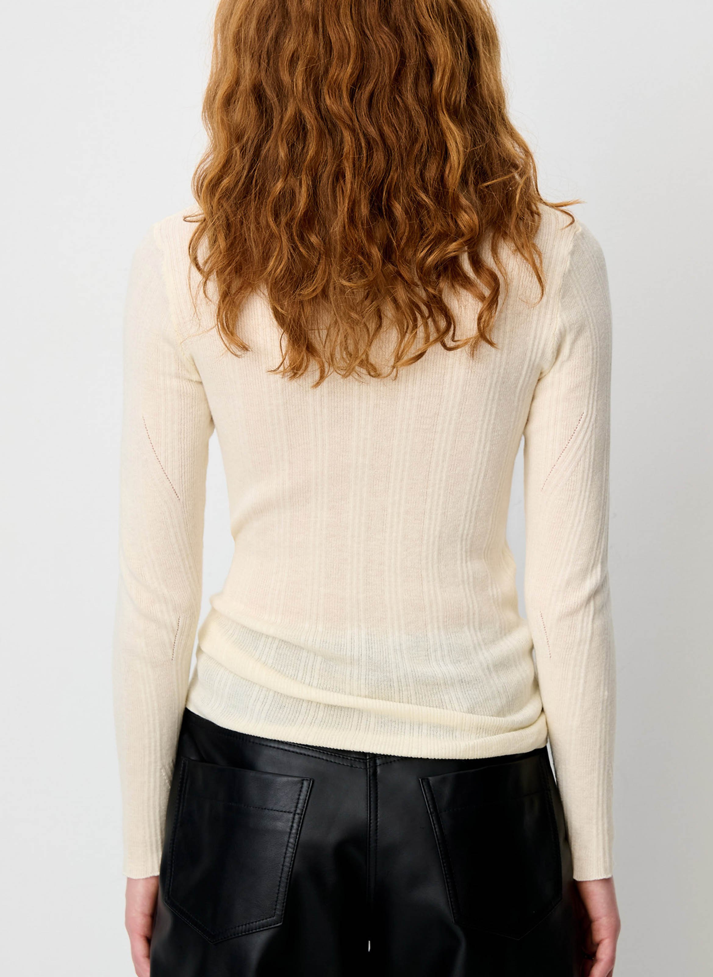 Fitted turtleneck sweater in blended cotton | Beige SESSUN Women