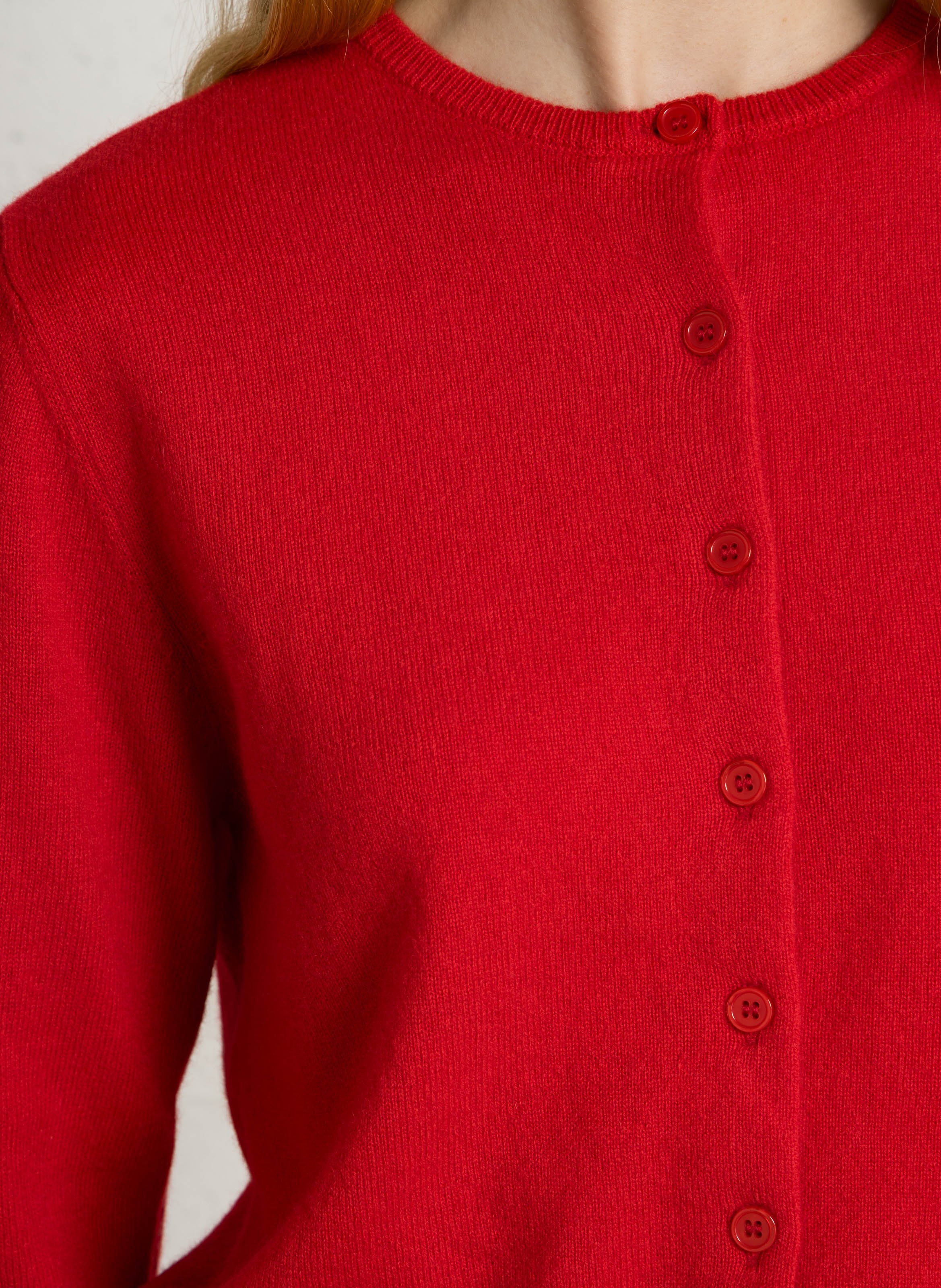 Rechte ronde hals kasjmier vest SUD EXPRESS Rood