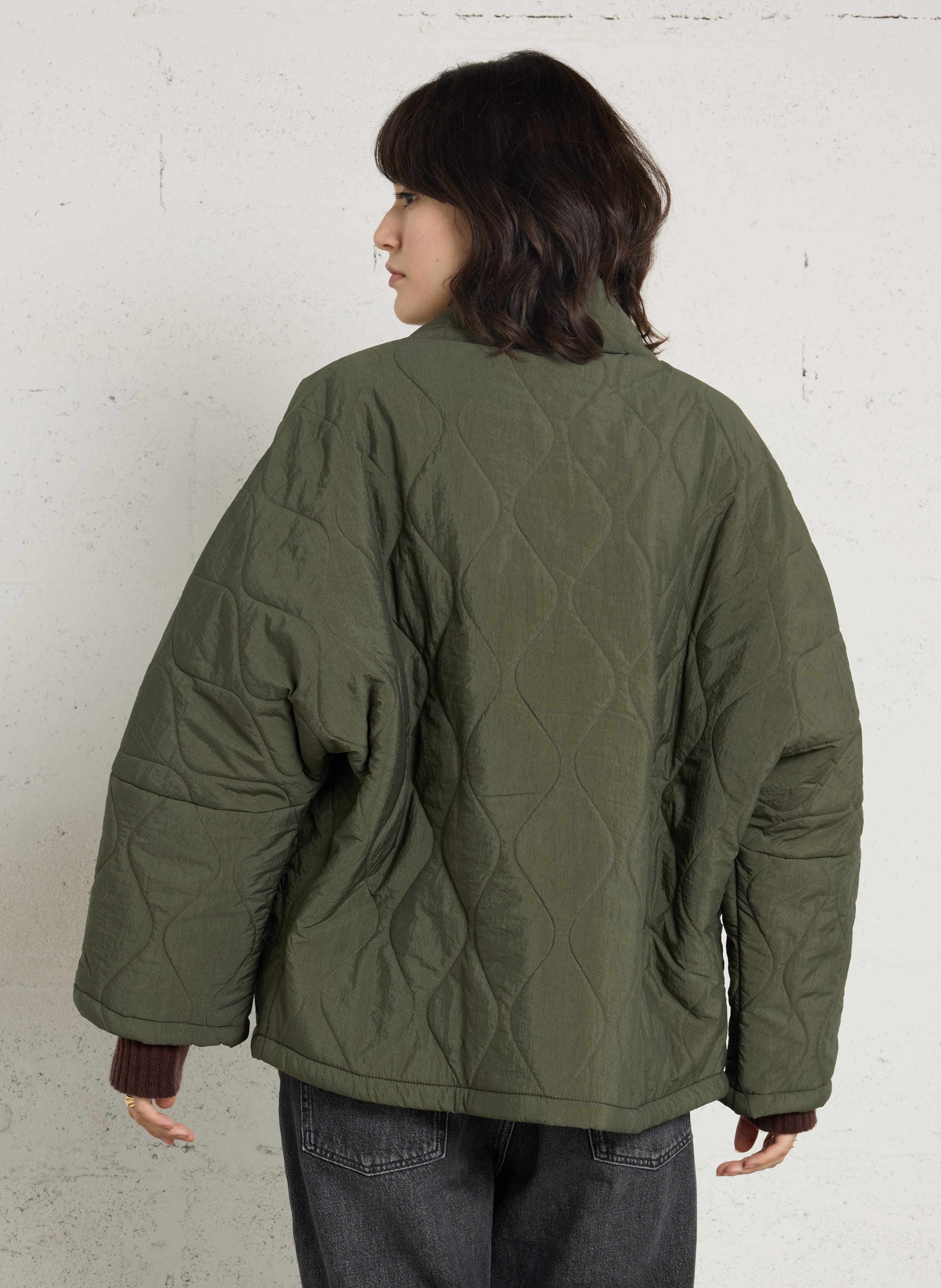 Oversized quilted jacket AOKYANOS Khaki