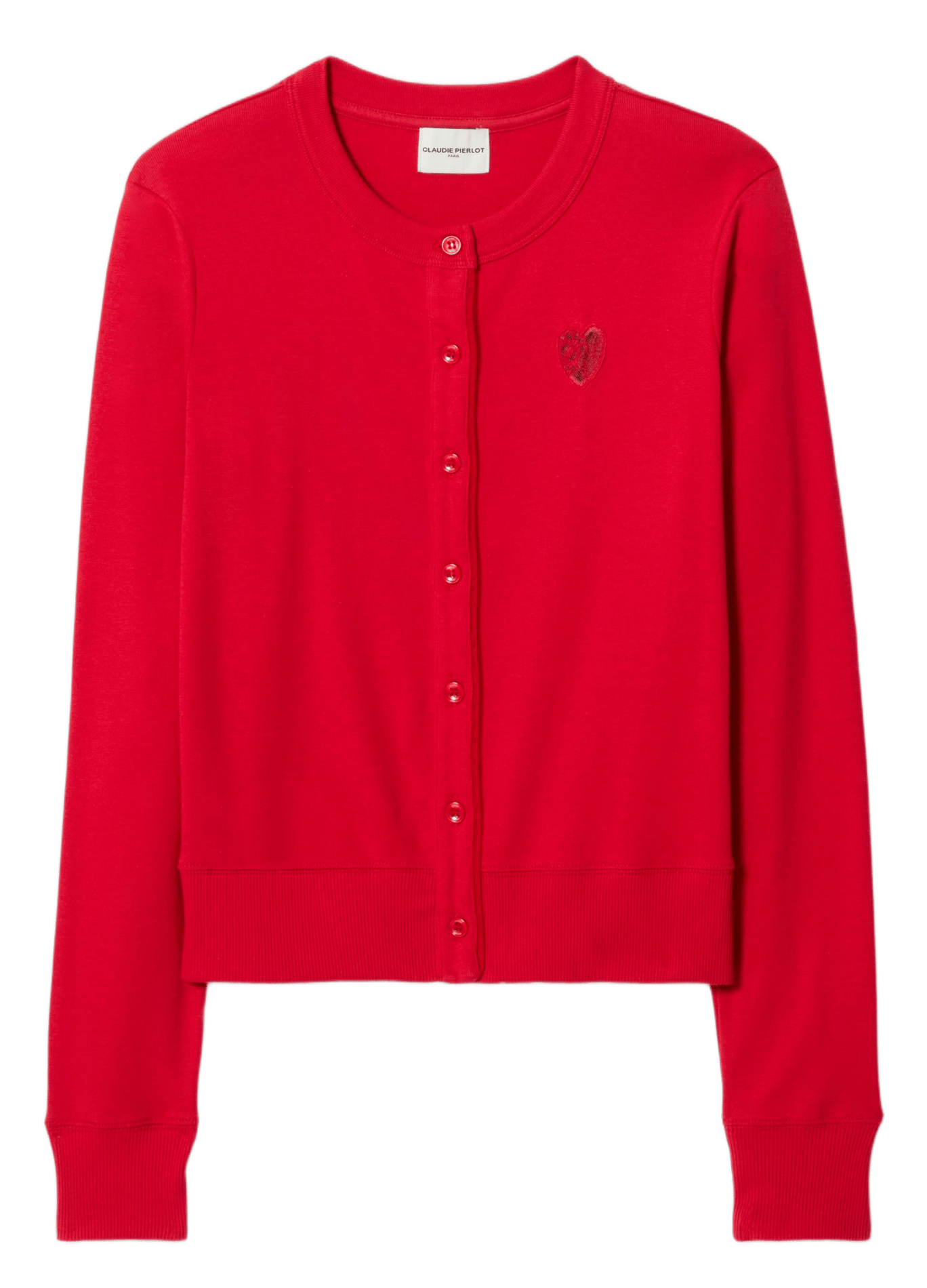 Mouwloze blouse van spijkerstof met klassieke kraag CLAUDIE PIERLOT Rood