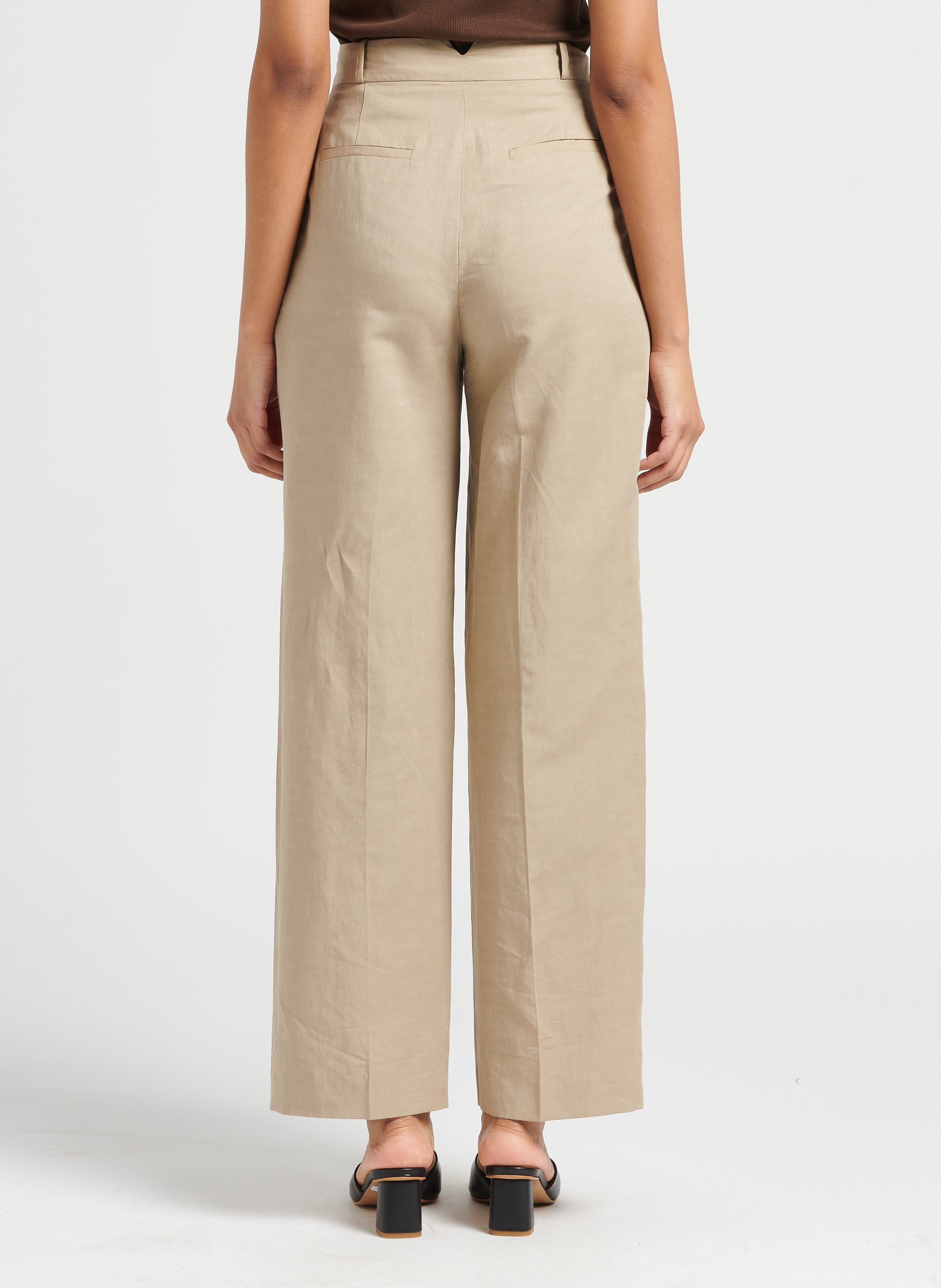 Pantalon taille haute beige sale