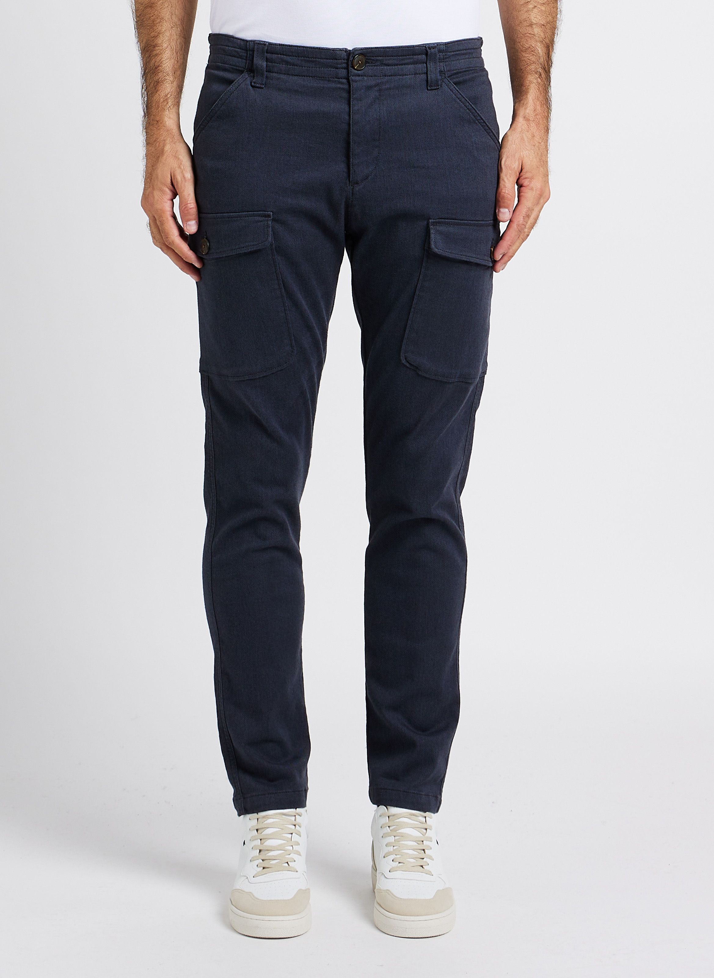 Straight leg Cotton blend Pants Bleu Marine Ikks Men Place des