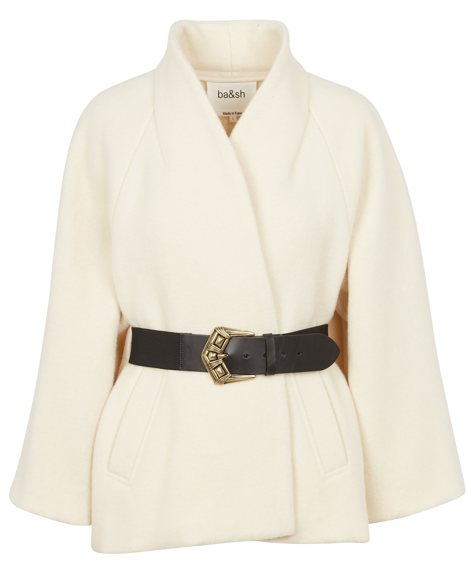 Cape droite col châle en laine BA&SH Beige