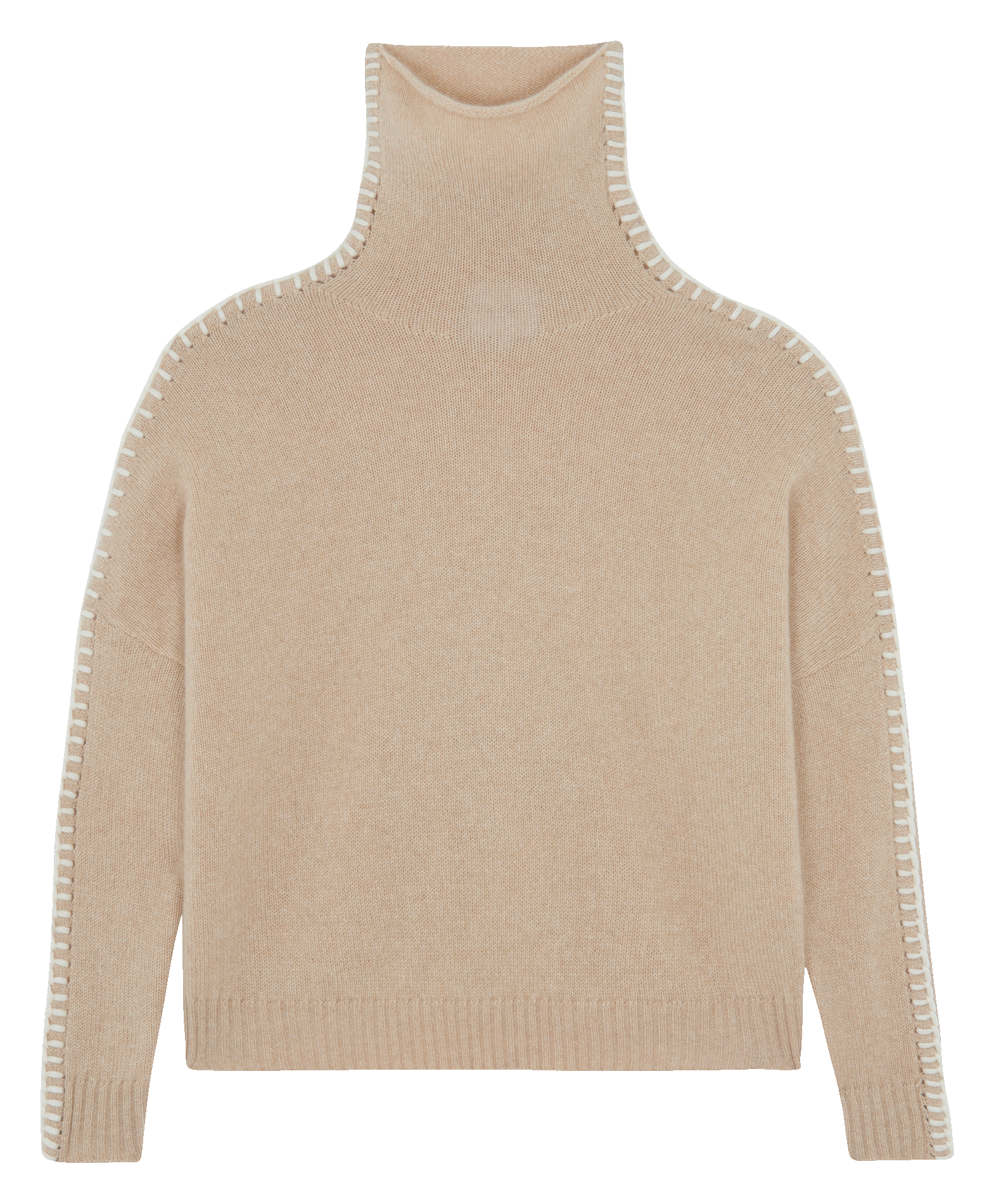 Col roulé ample en cachemire KUJTEN Beige
