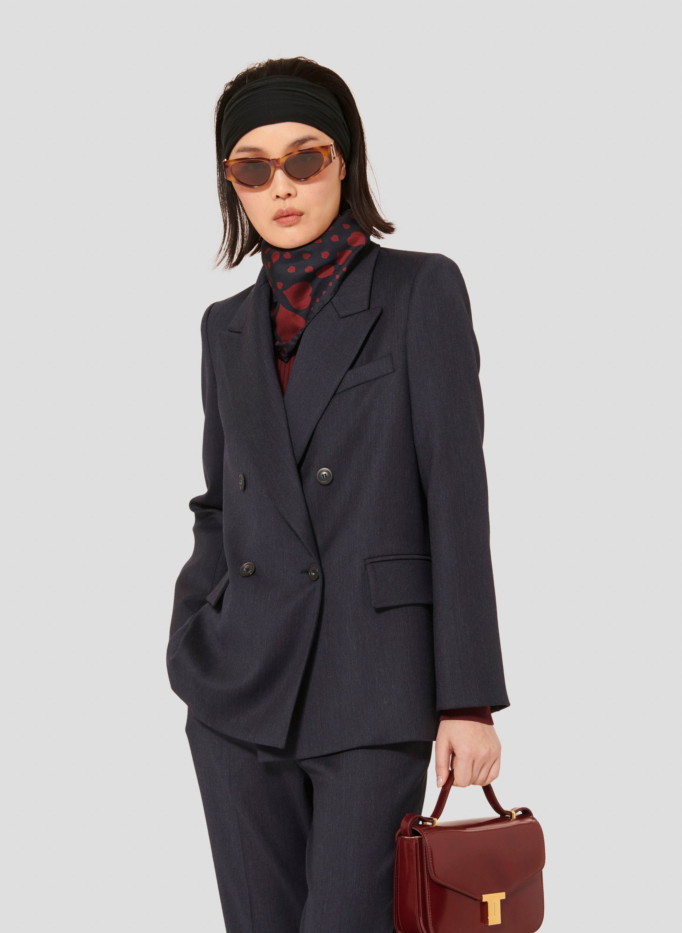 Blazer aus Wollmix in Blau
