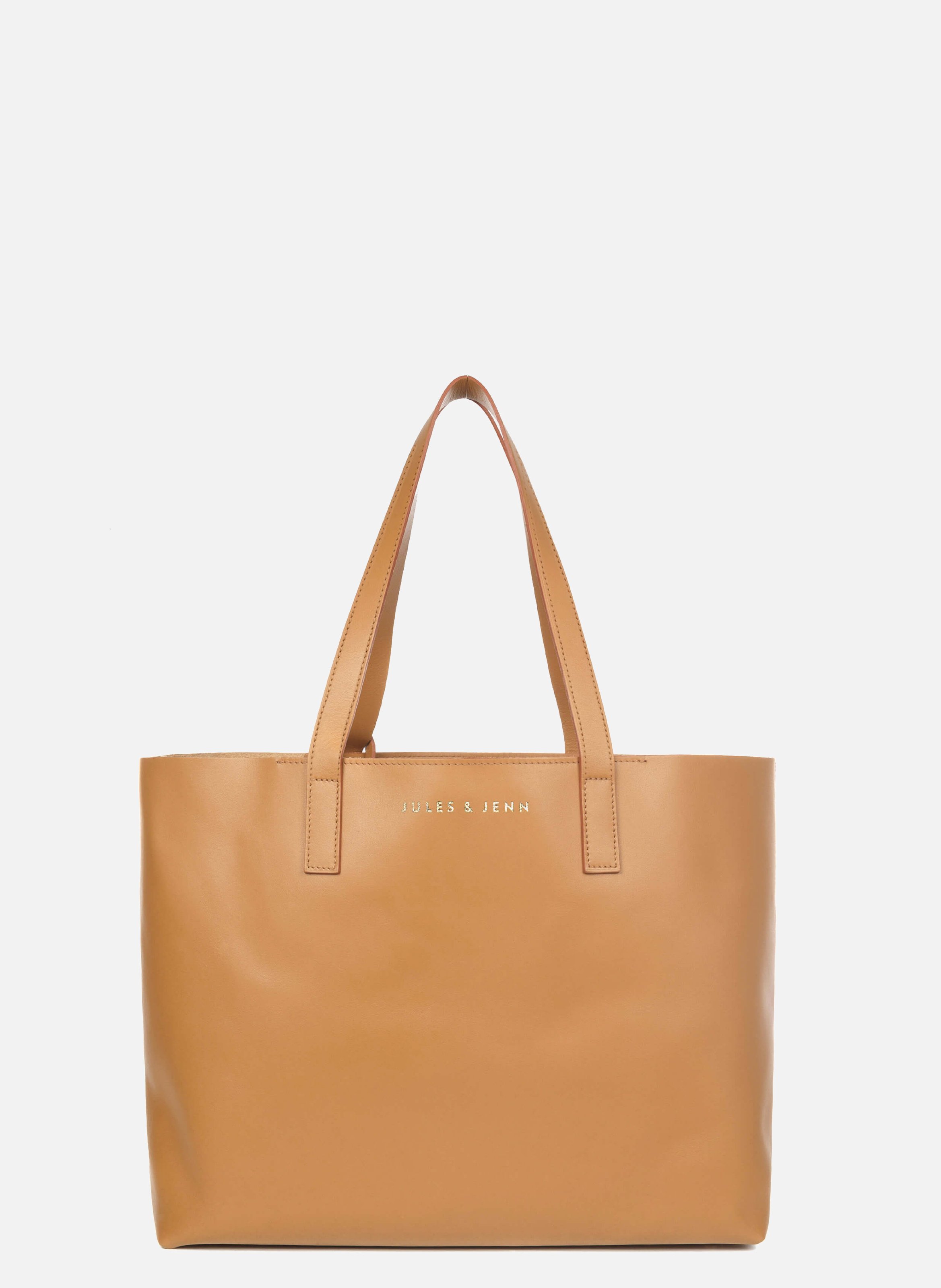 Smooth leather tote bag JULES & JENN Brown