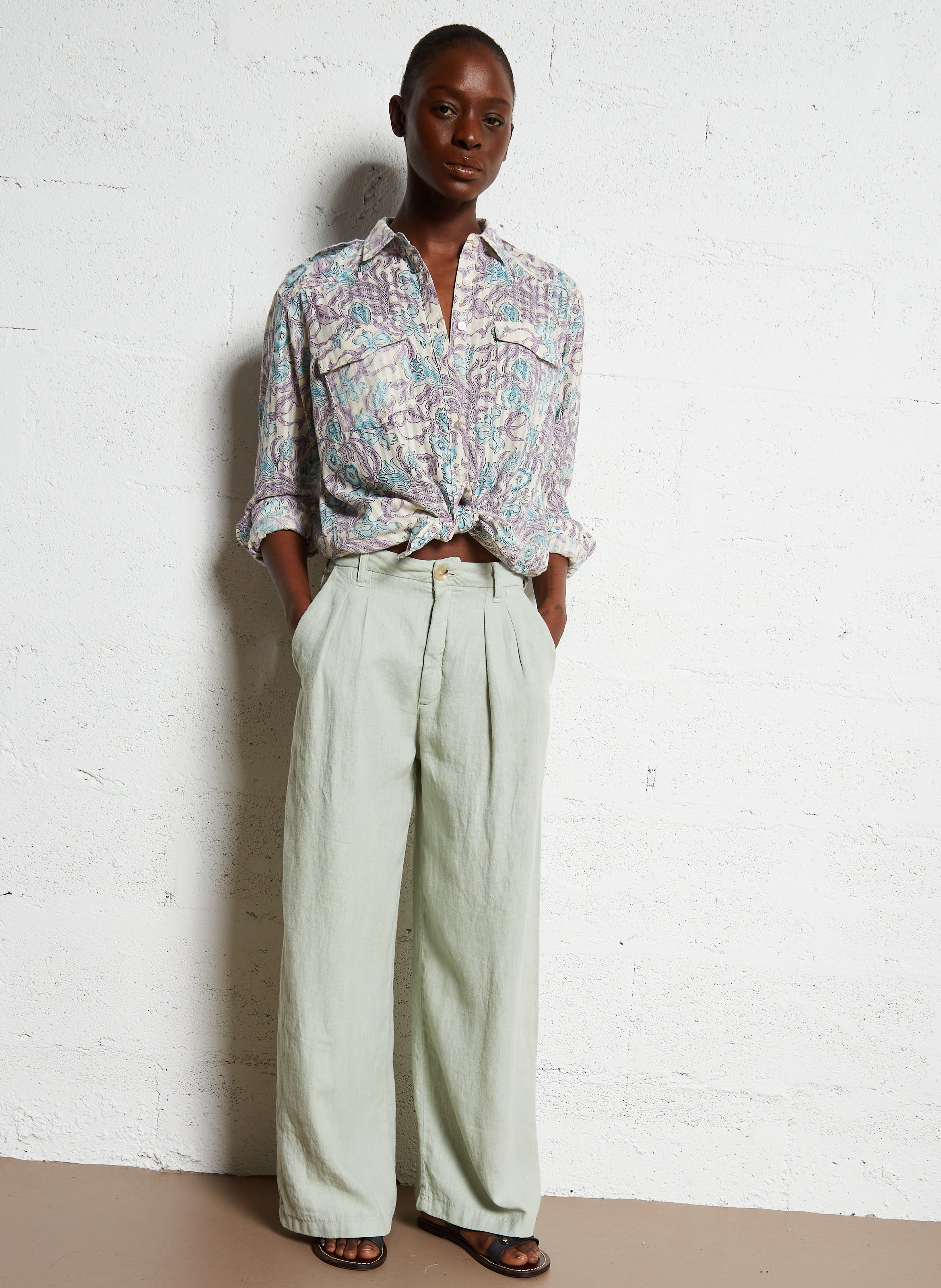 Straight printed cotton shirt MAISON HOTEL Blue