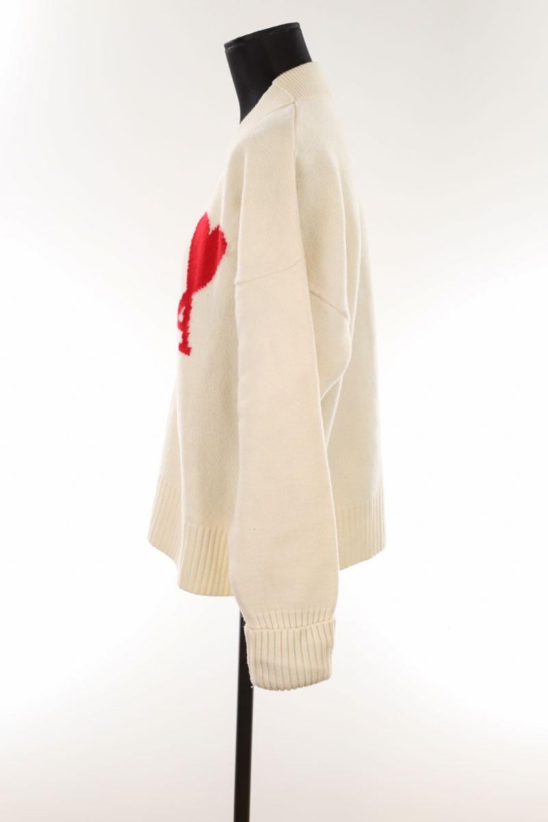Chip wool cardigan AMI PARIS - Seconde Main Beige